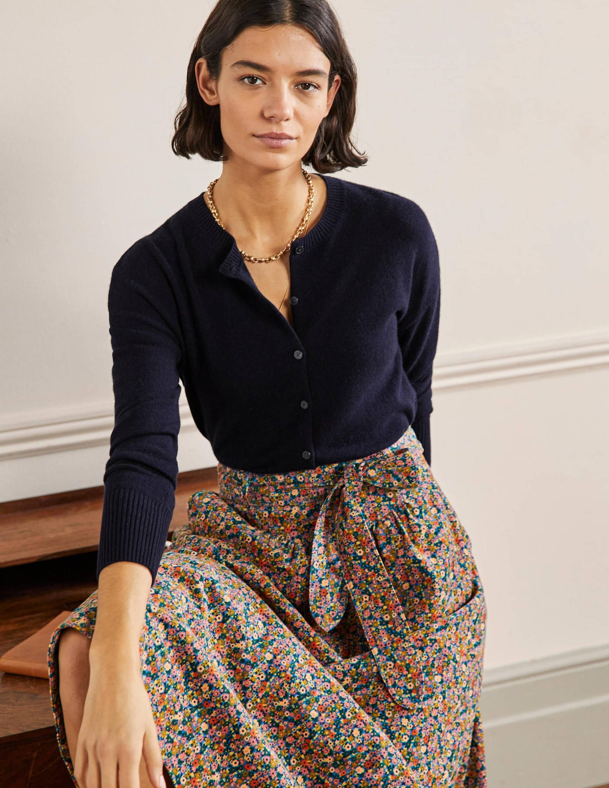 Cashmere Cardigan-Navy-1