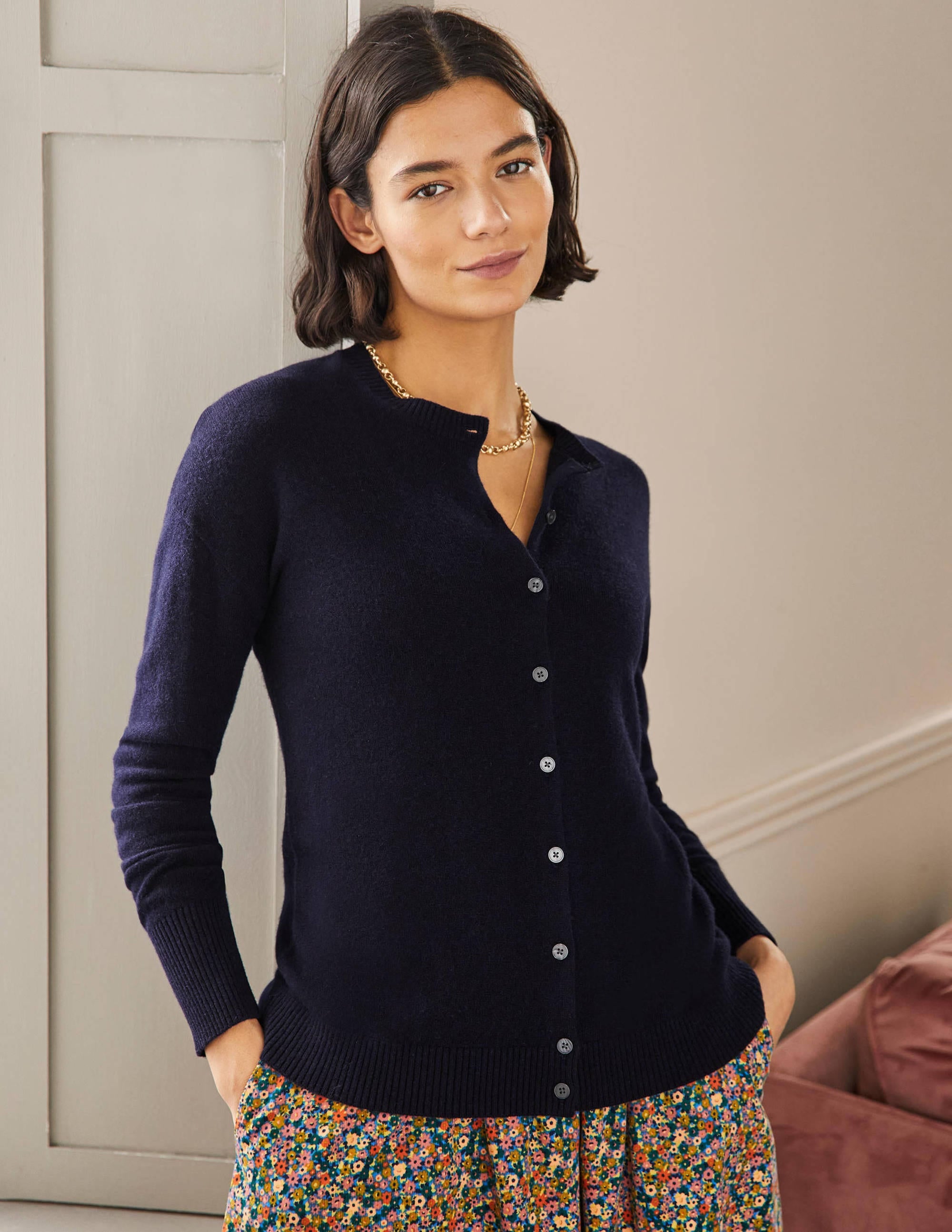 Cashmere Cardigan-Navy - Image 4