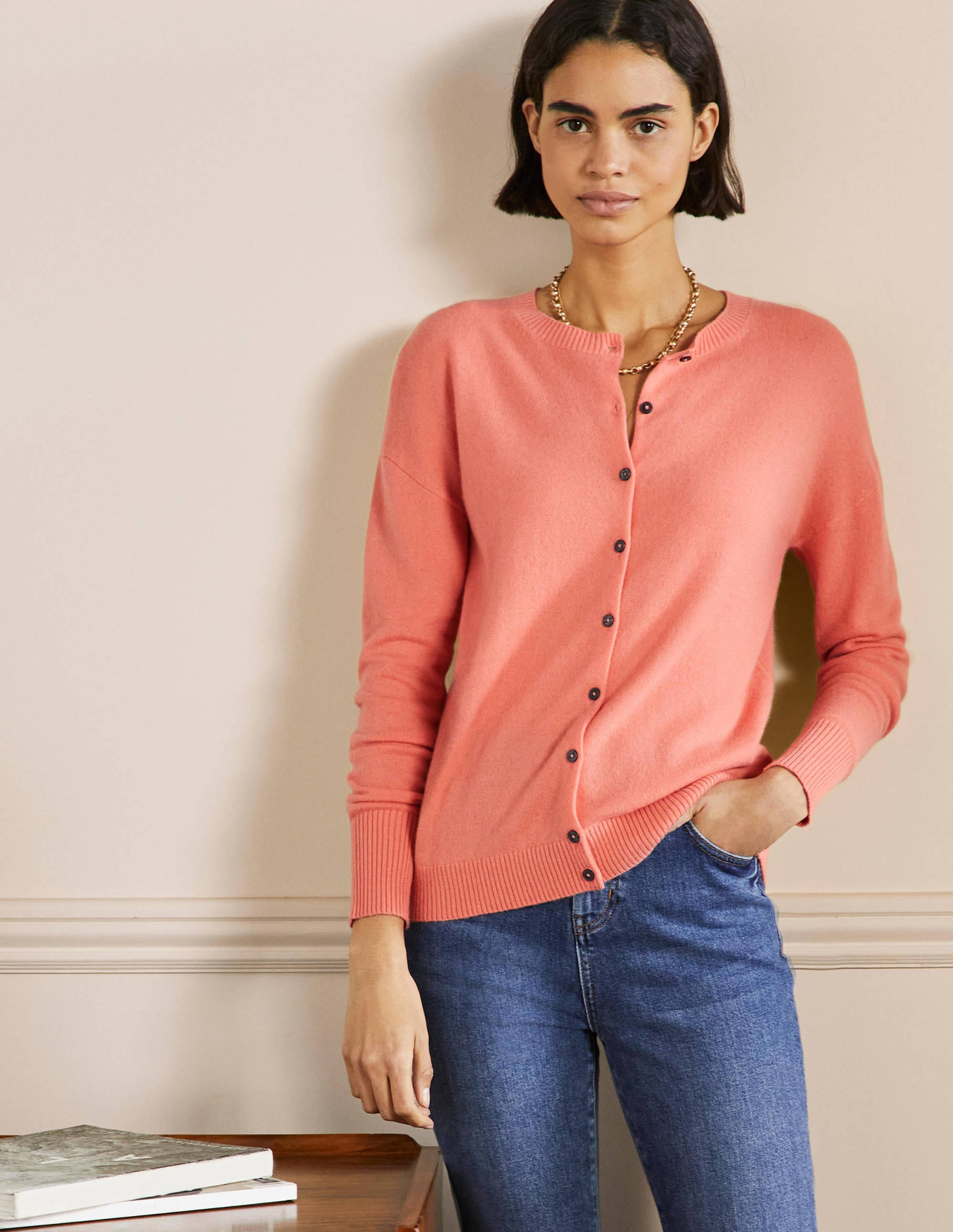 Cashmere Cardigan-Chalky Coral - Image 5