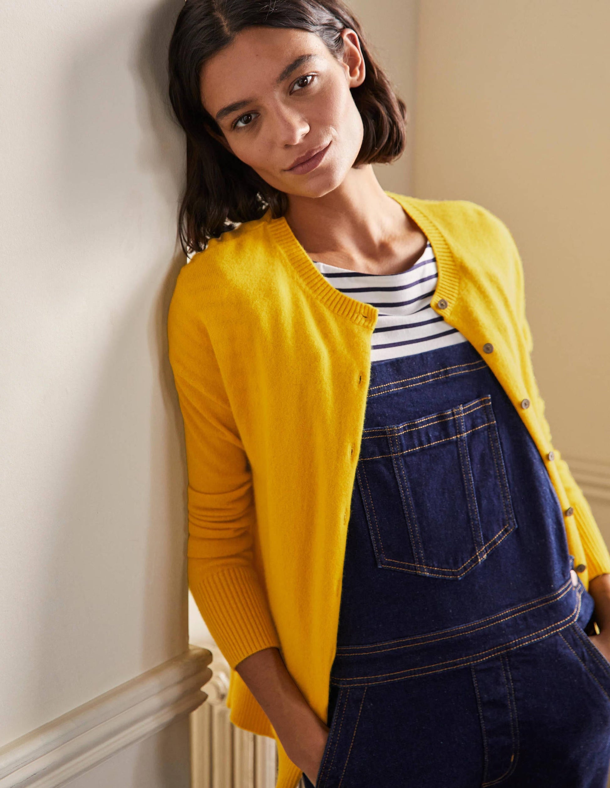 Cashmere Cardigan-Citrine Yellow-1