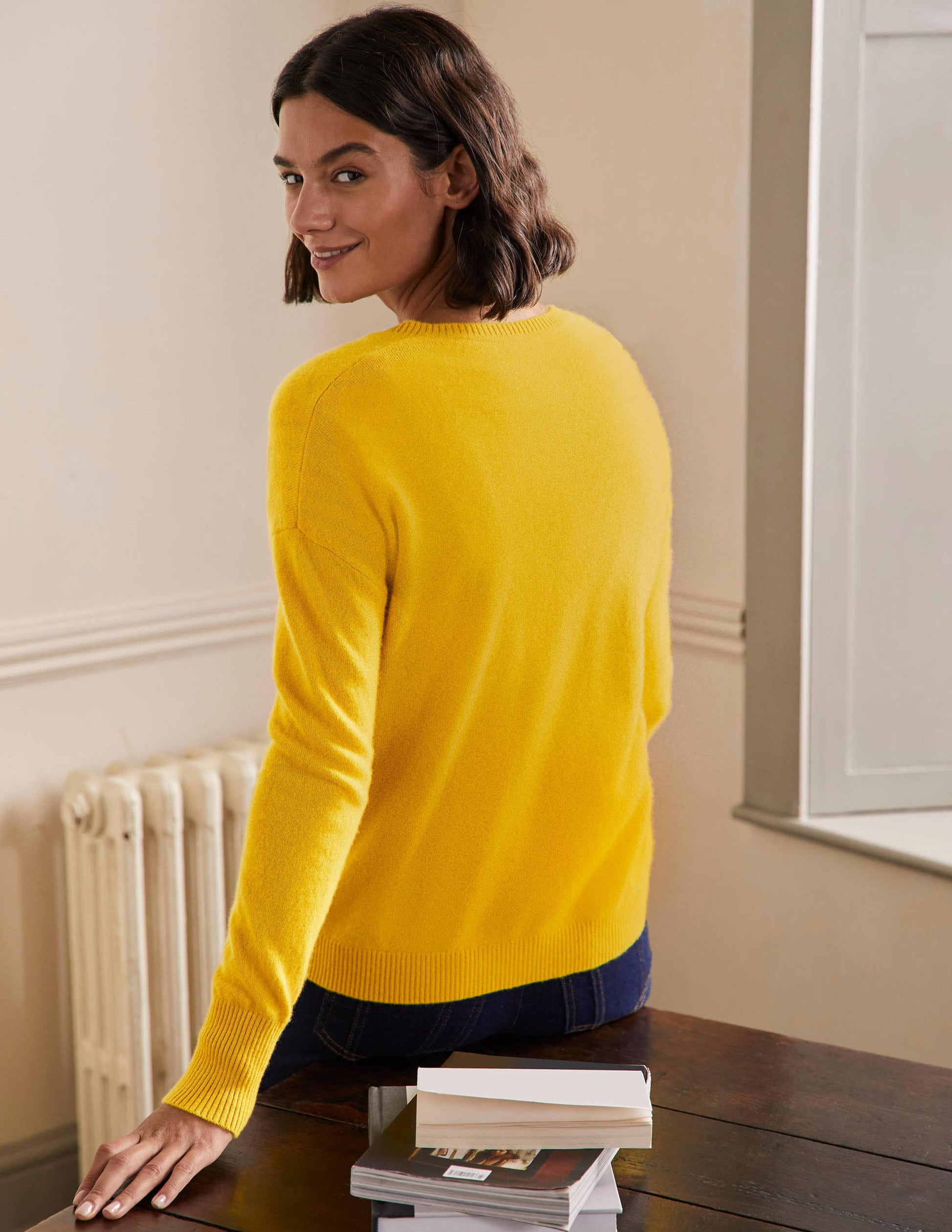 Cashmere Cardigan-Citrine Yellow-3