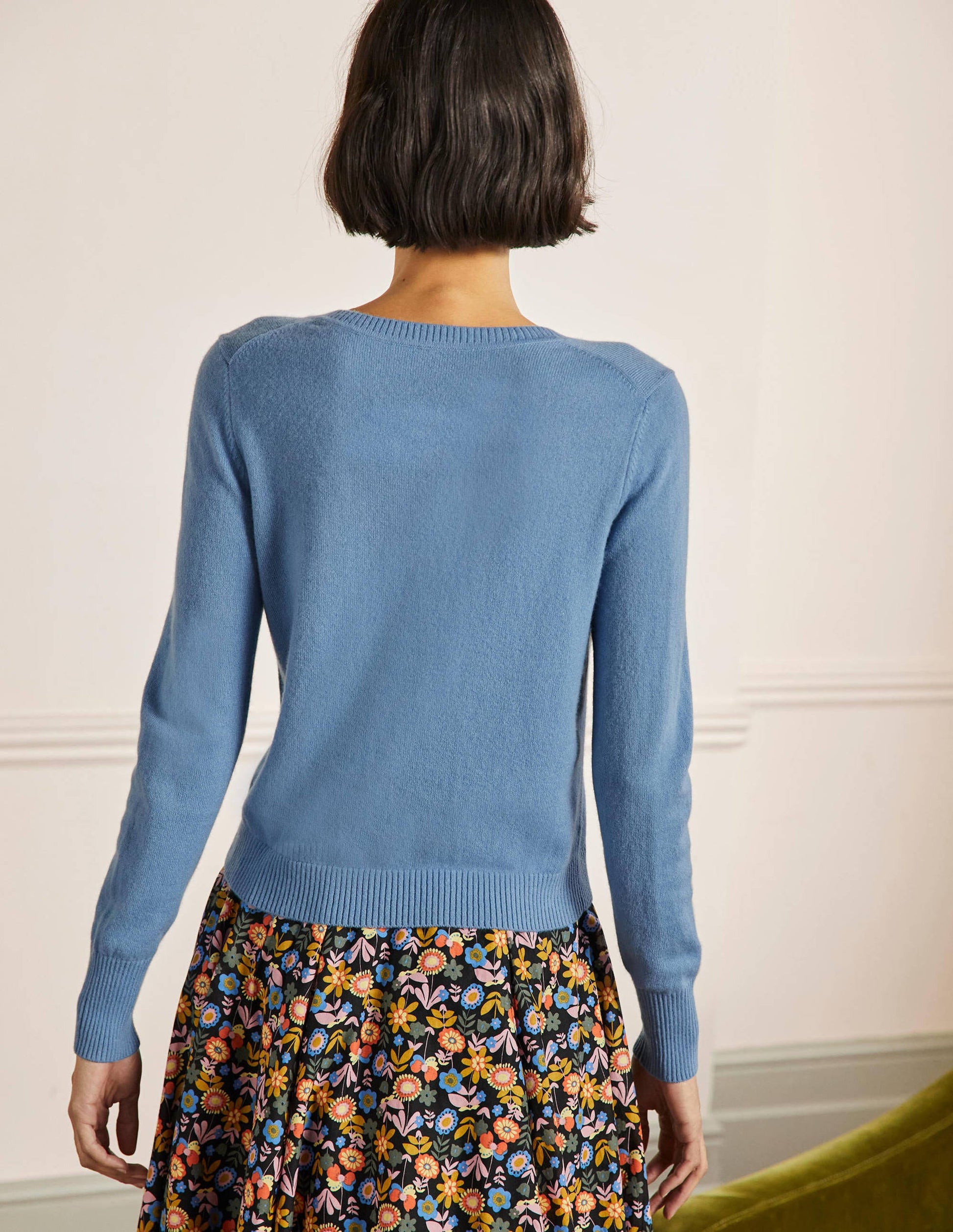 Cashmere Cropped Cardigan-Riviera Blue-3