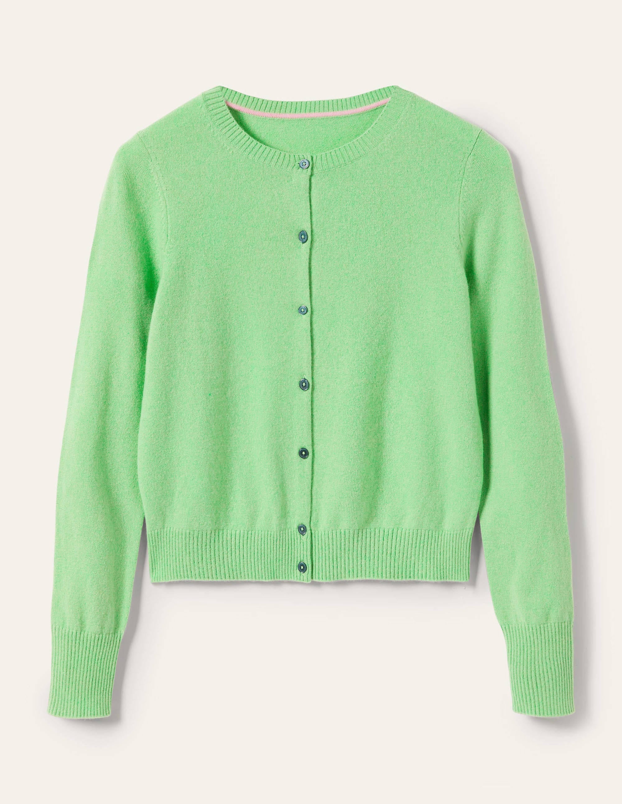 Cashmere Cropped Cardigan-Zephyr Green - Image 5