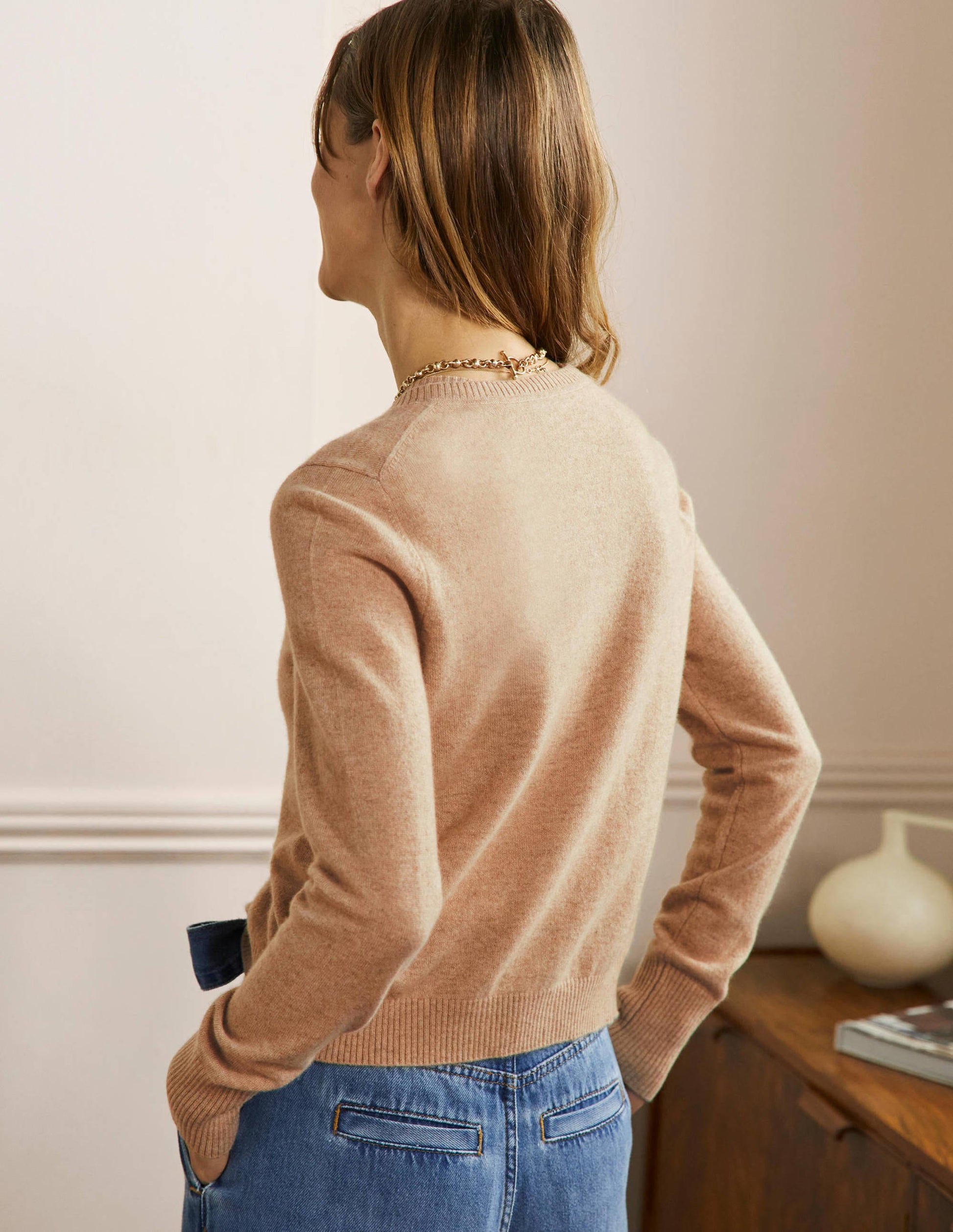 Cashmere Cropped Cardigan-Chinchilla Melange-3