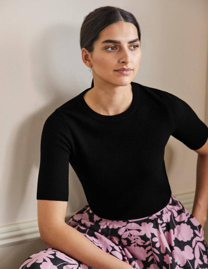 Cashmere Knitted Top-Black-1