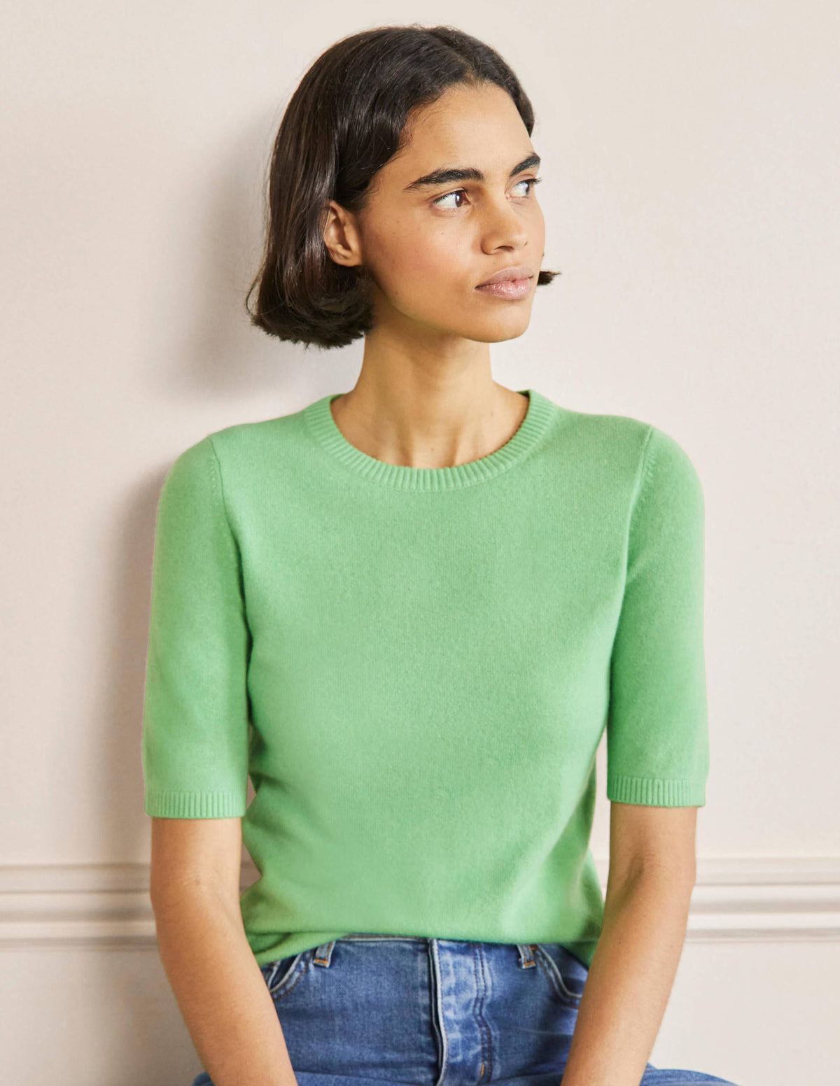Cashmere Knitted Top-Zephyr Green-1