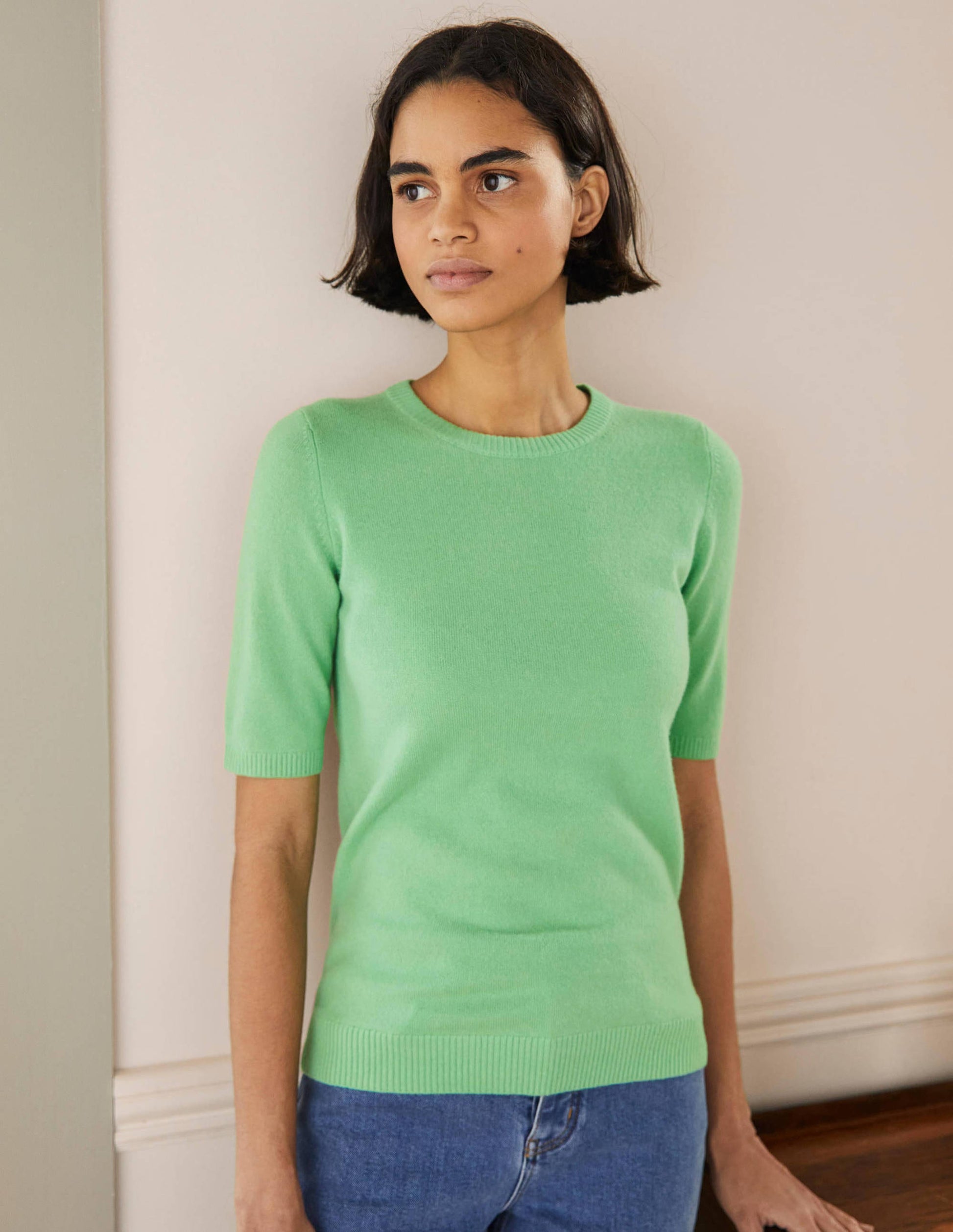 Cashmere Knitted Top-Zephyr Green-4