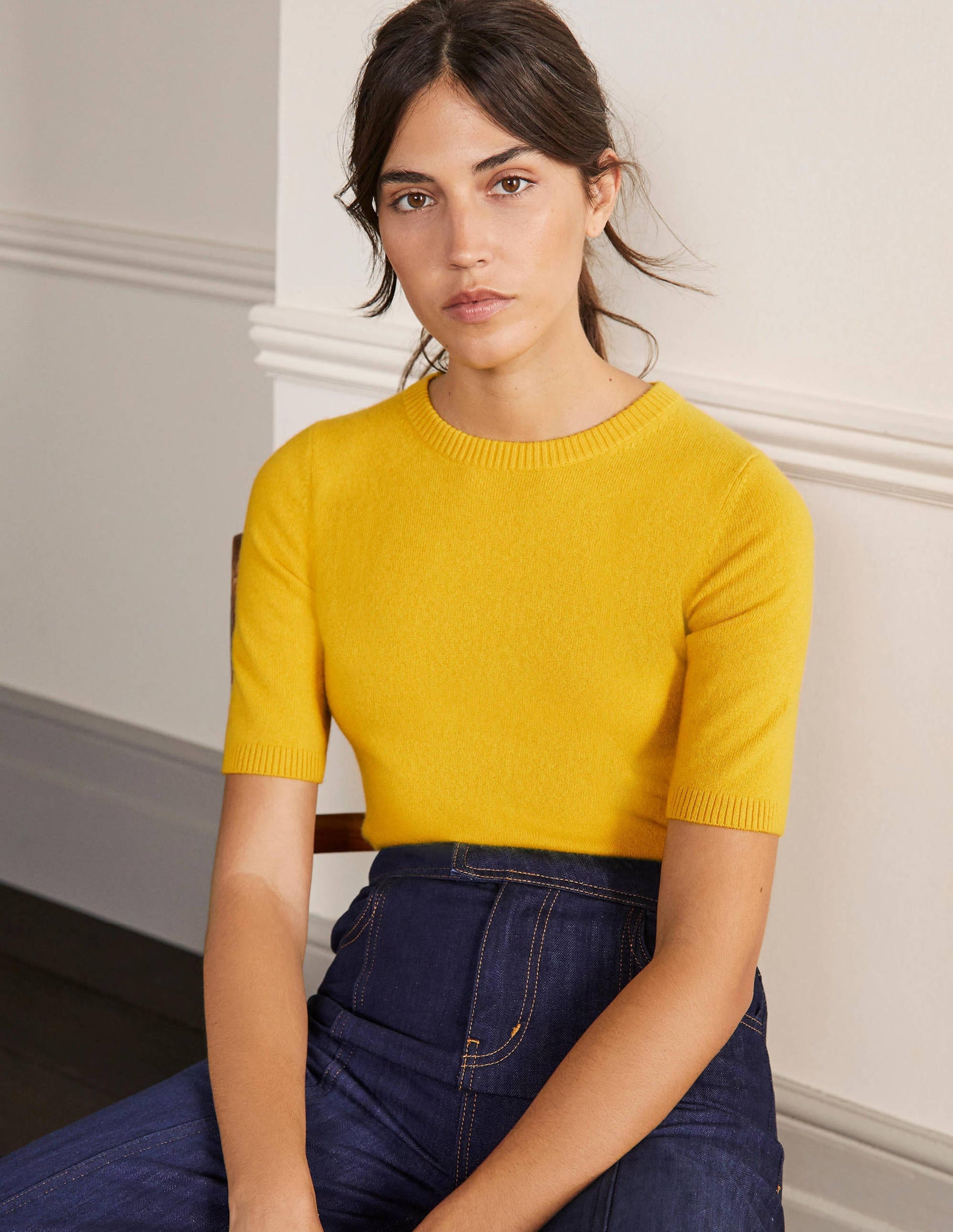 Cashmere Knitted Top-Citrine Yellow-1