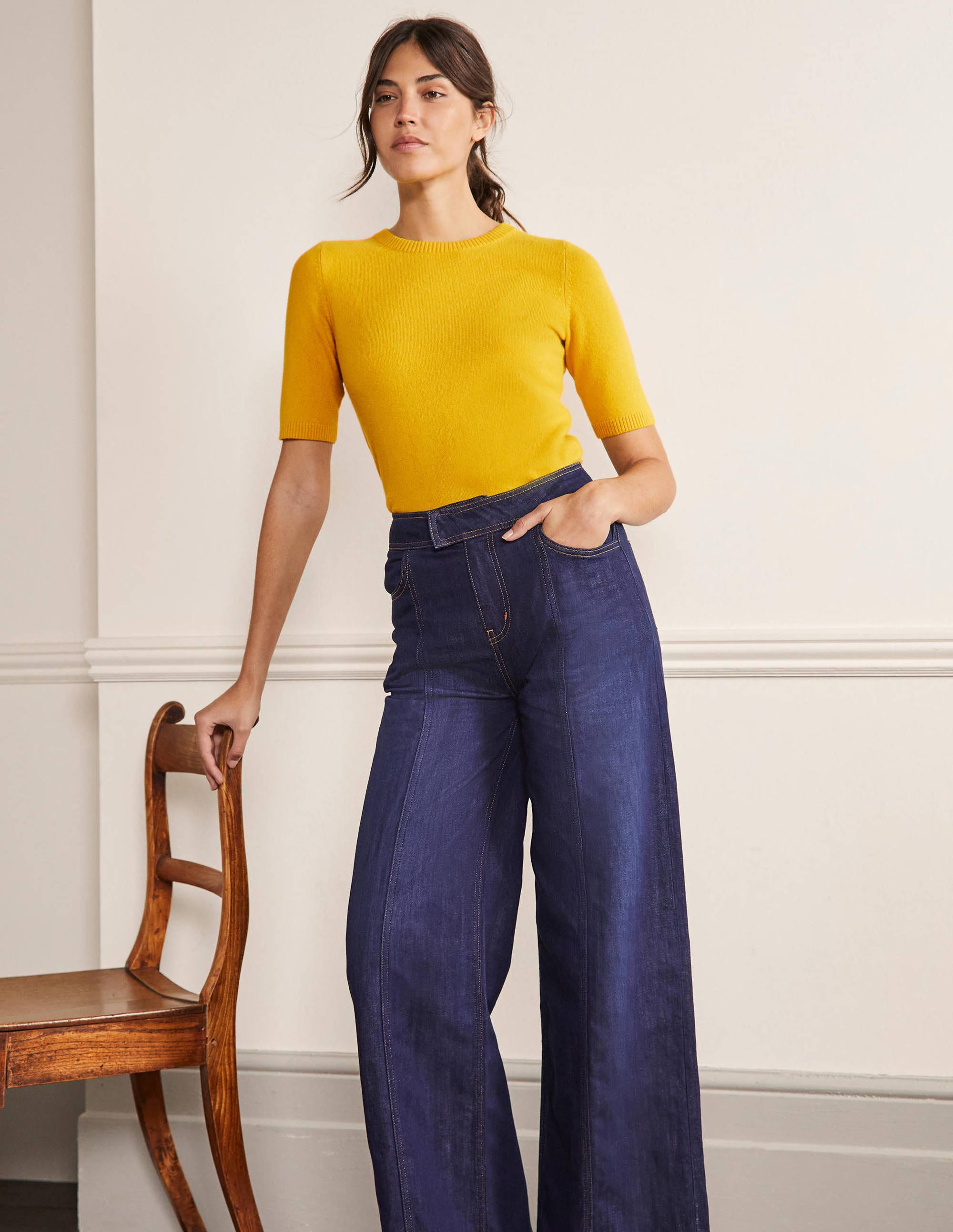 Cashmere Knitted Top-Citrine Yellow - Image 4