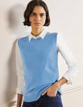 Cashmere Knitted Tank Top-Riviera Blue