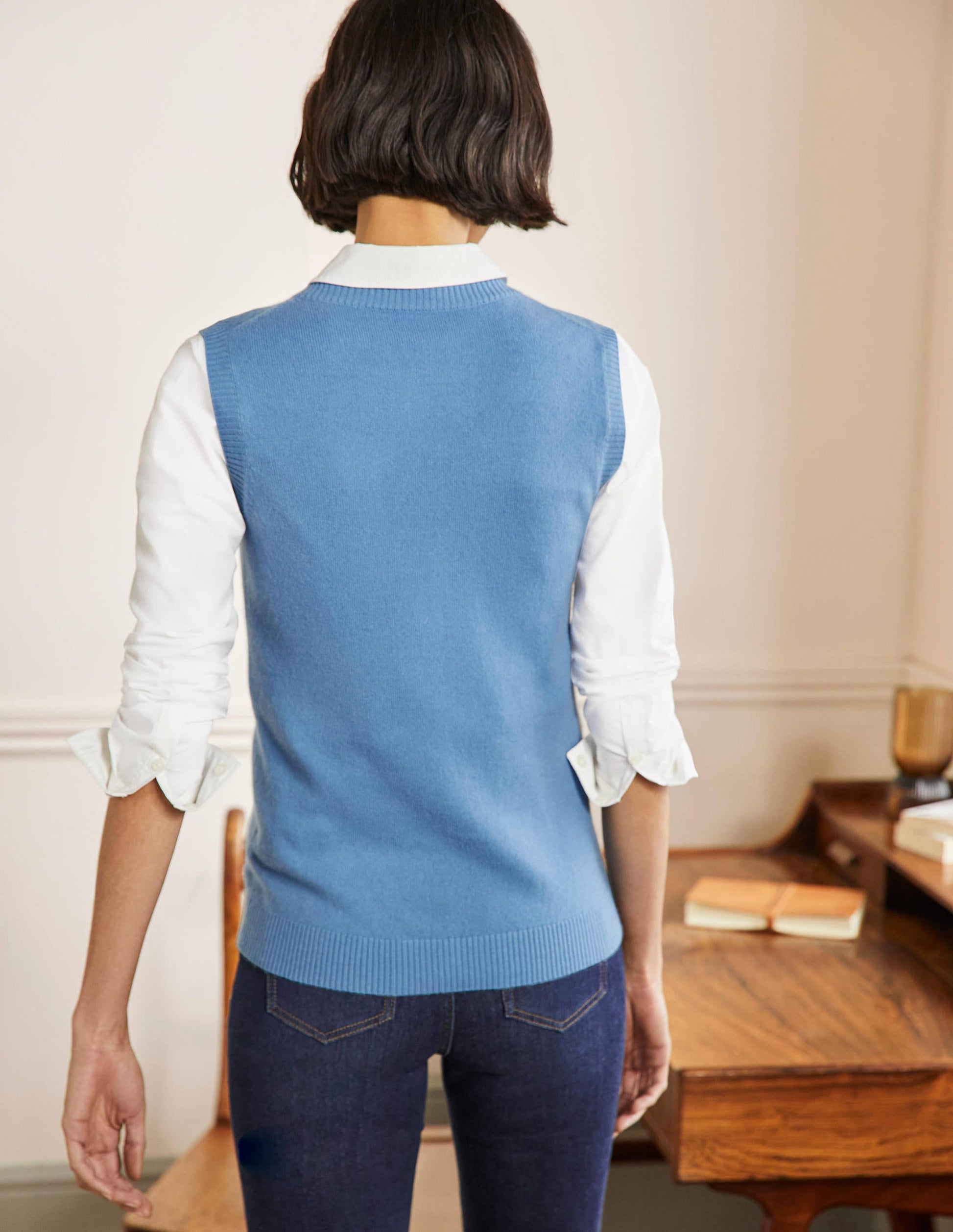 Cashmere Knitted Tank Top-Riviera Blue-3