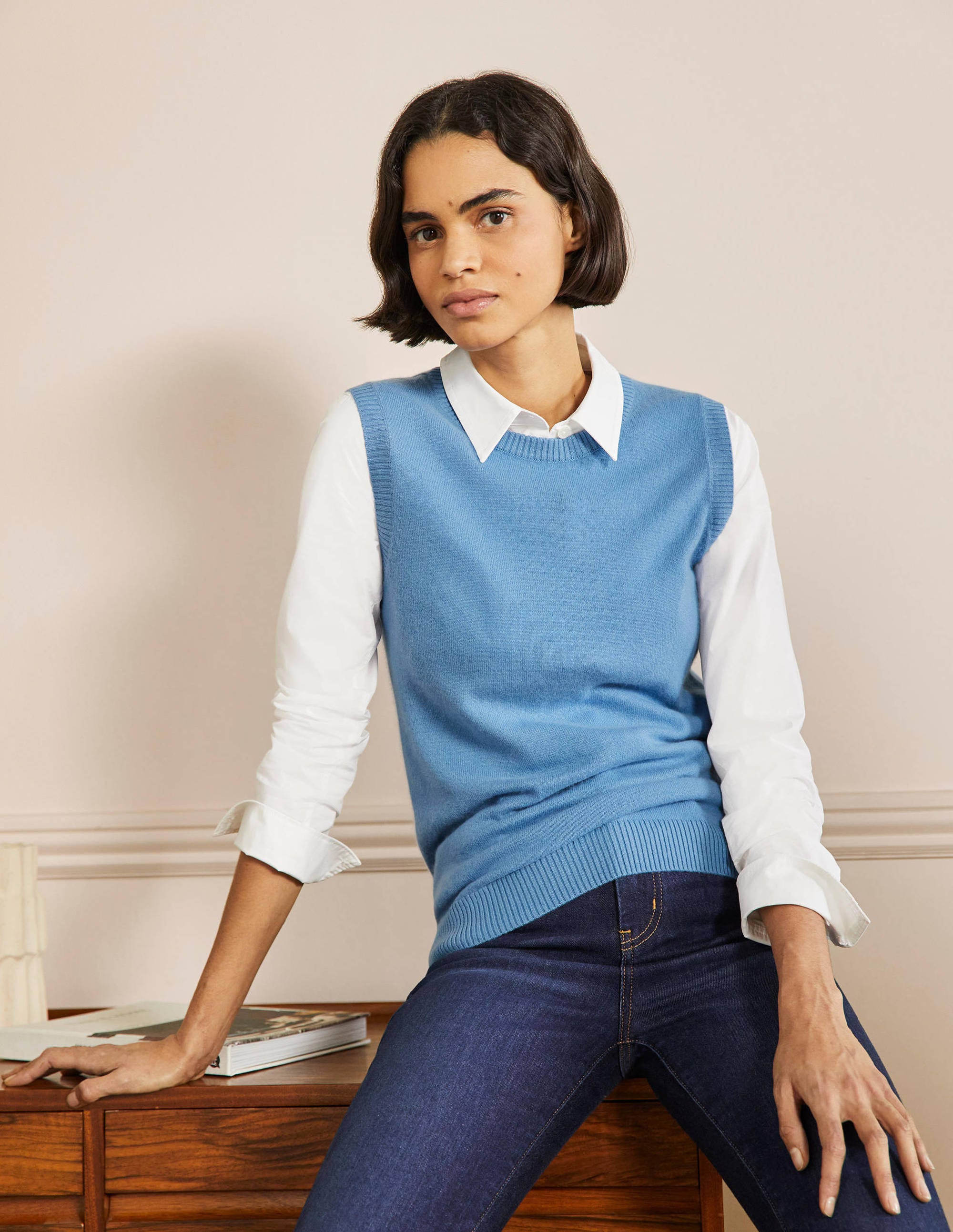 Cashmere Knitted Tank Top-Riviera Blue - Image 4