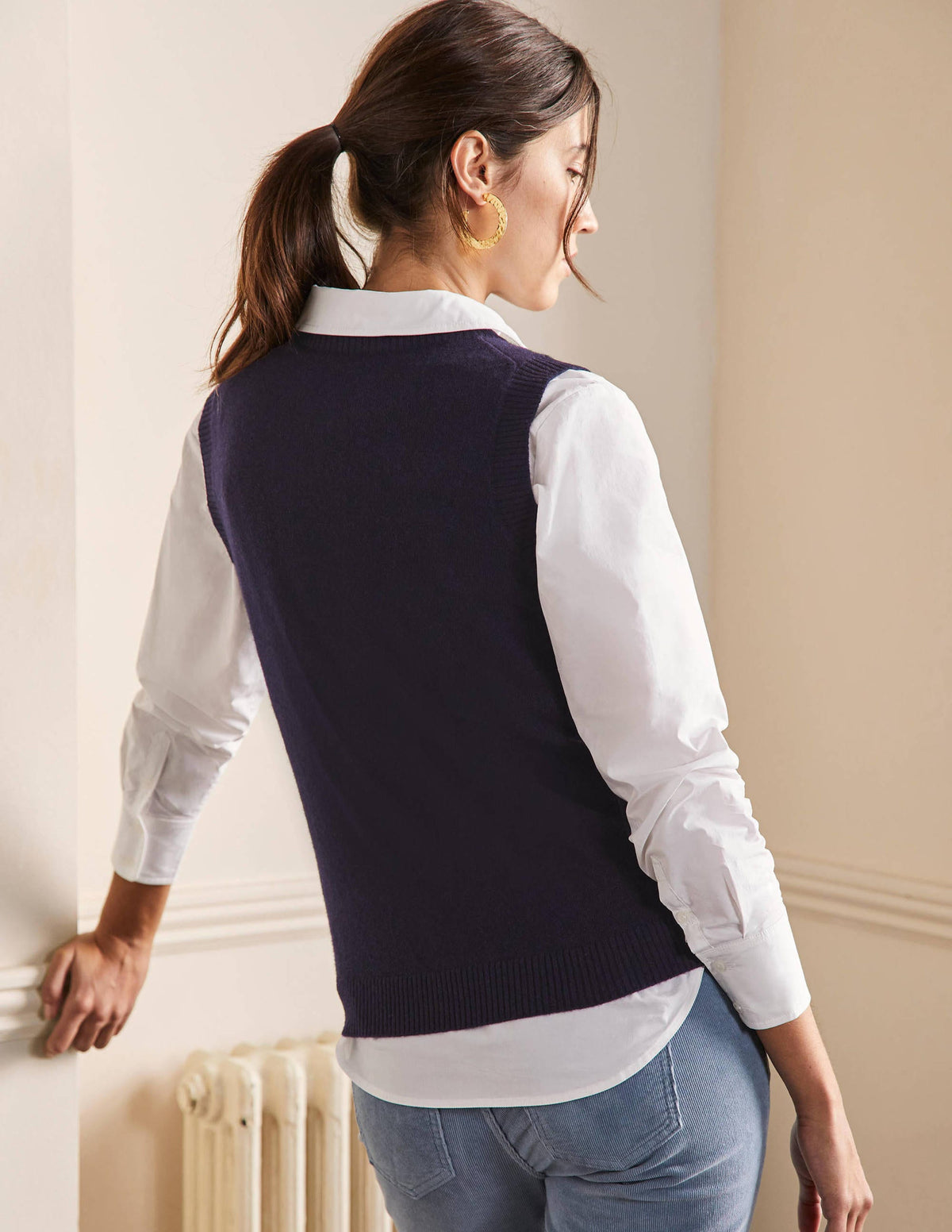 Cashmere Knitted Tank Top-Navy-3