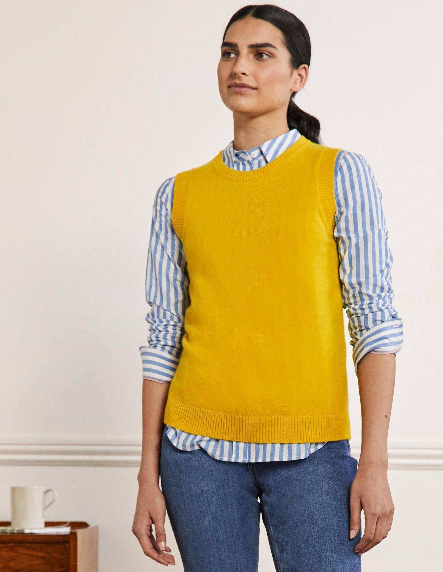 Cashmere Knitted Tank Top-Citrine Yellow