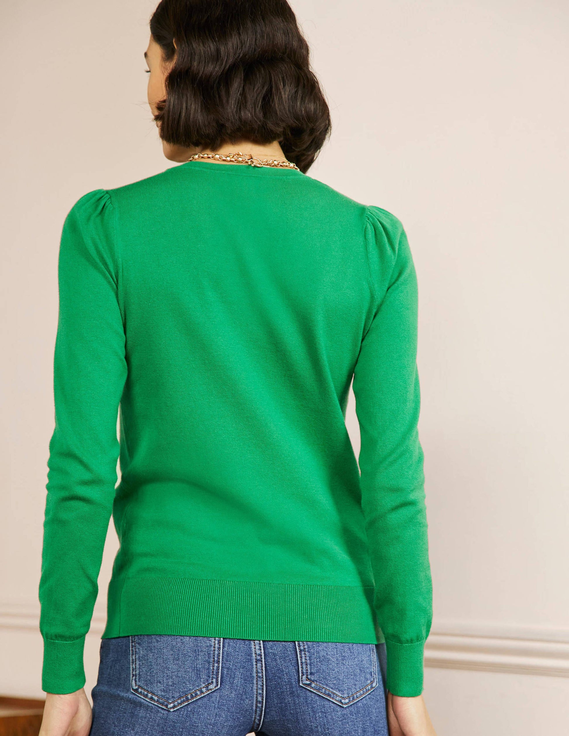 Cotton Crew Neck Jumper-Highland Green-3