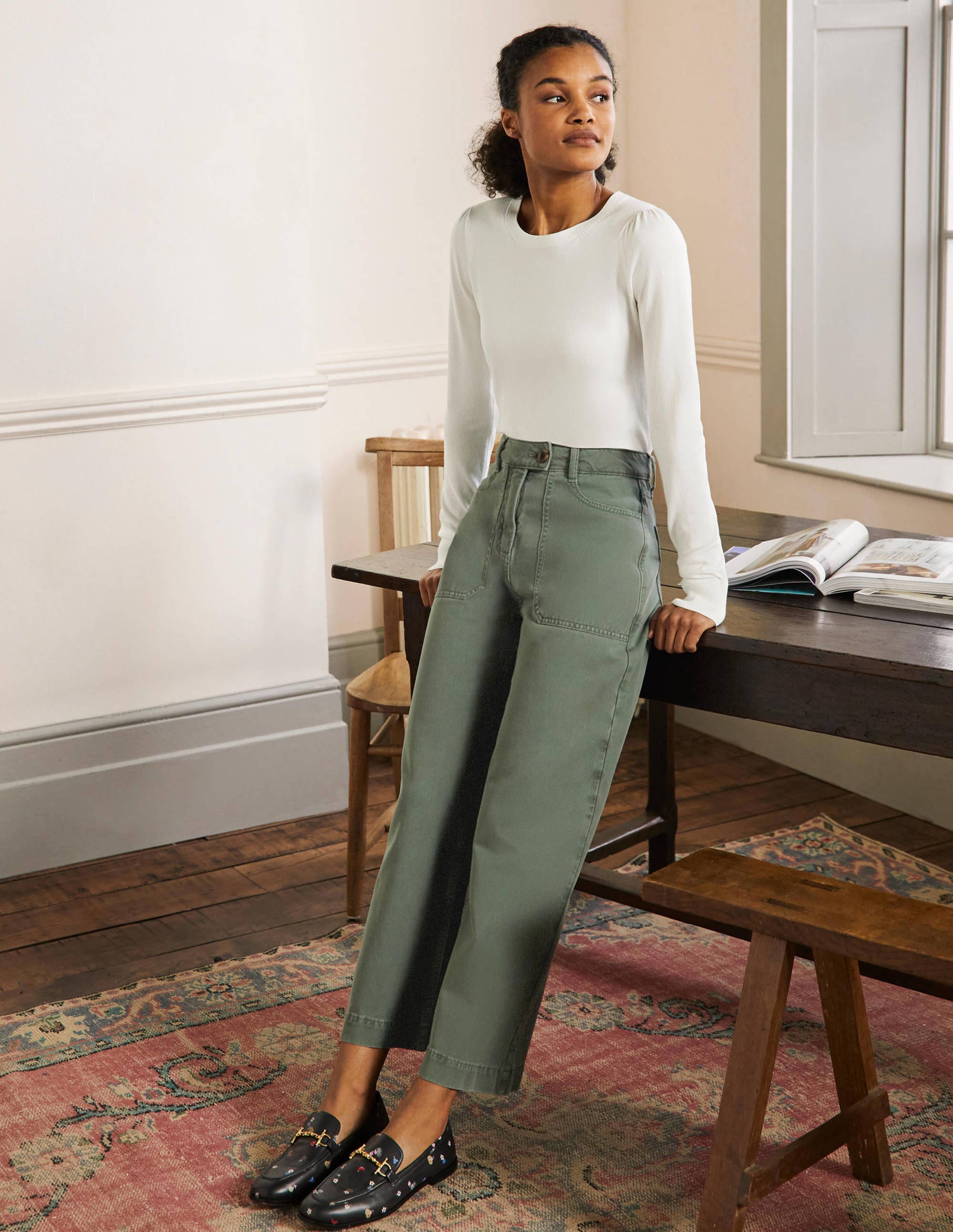 Cotton Crew Neck Jumper-Ivory - Image 4