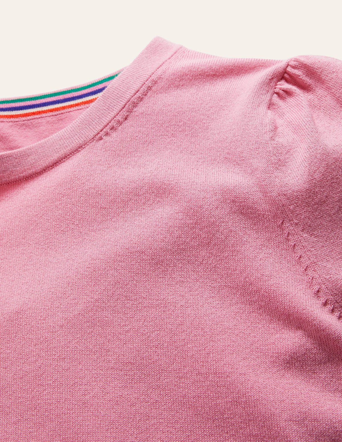 Cotton Crew Neck Jumper-Posy Pink - Image 6