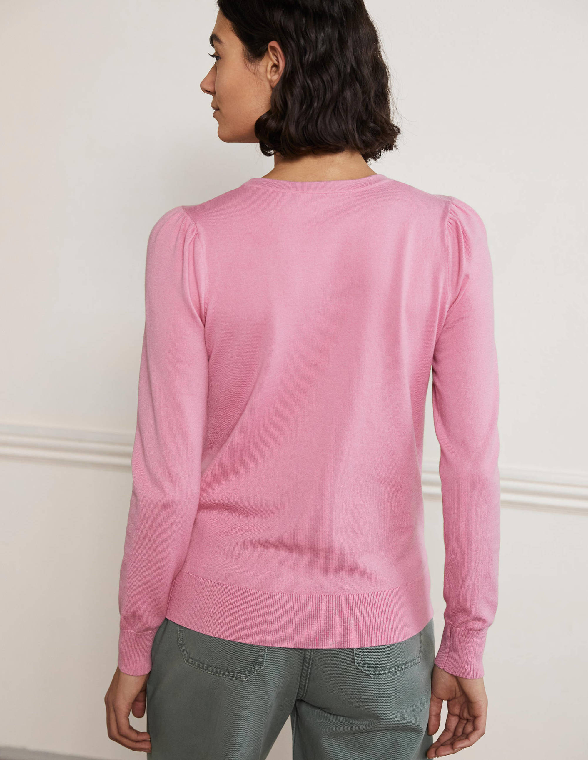 Cotton Crew Neck Jumper-Posy Pink - Image 3