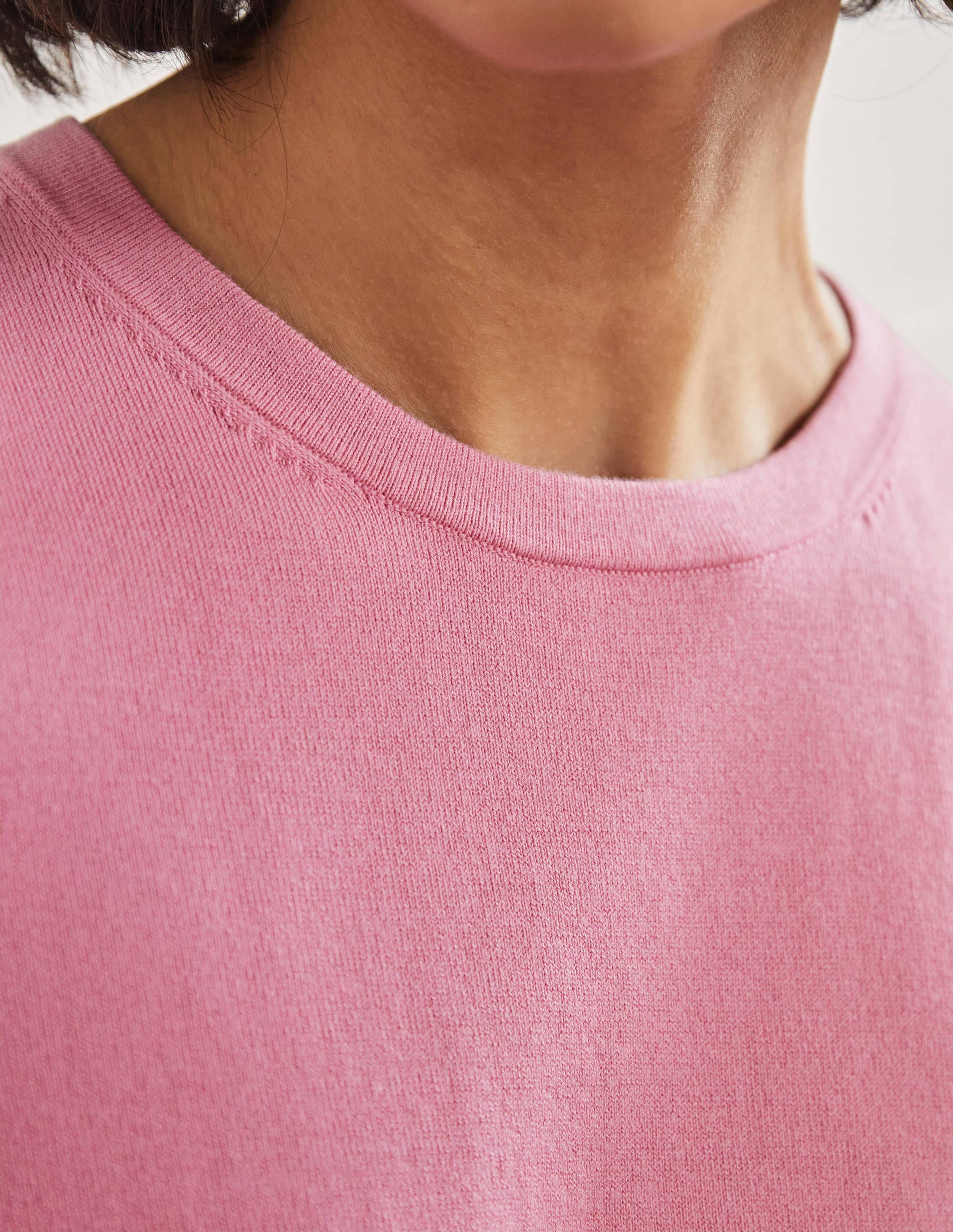 Cotton Crew Neck Jumper-Posy Pink - Image 5