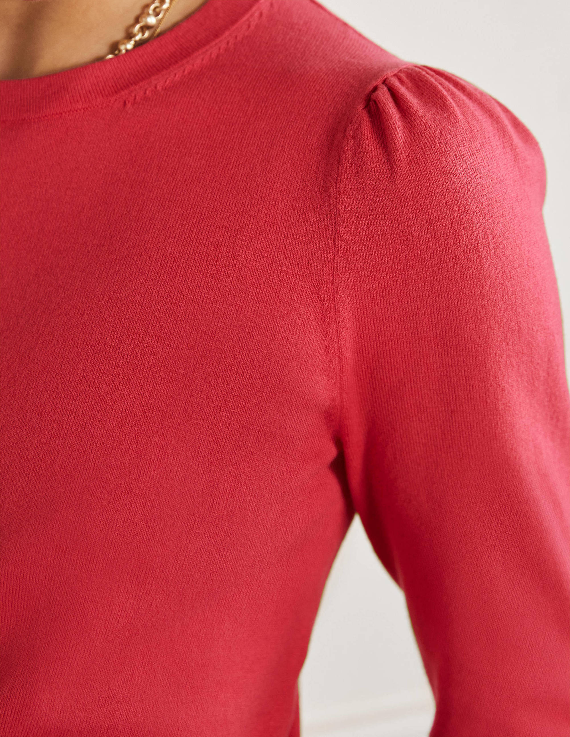 Cotton Crew Neck Jumper-Radish - Image 2