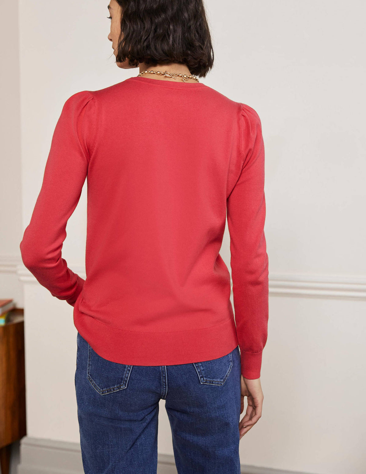 Cotton Crew Neck Jumper-Radish - Image 3
