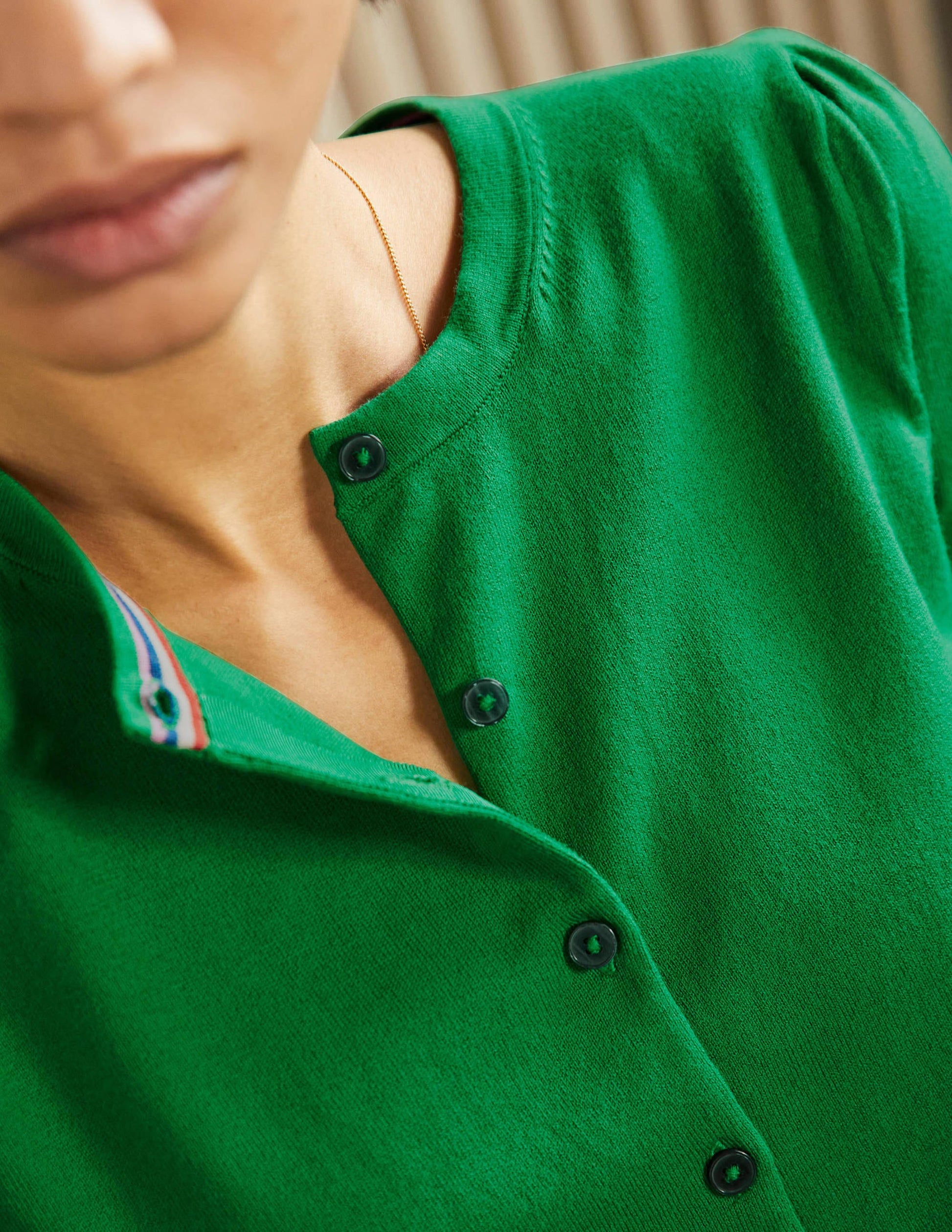 Cotton Crew Neck Cardigan-Highland Green-6