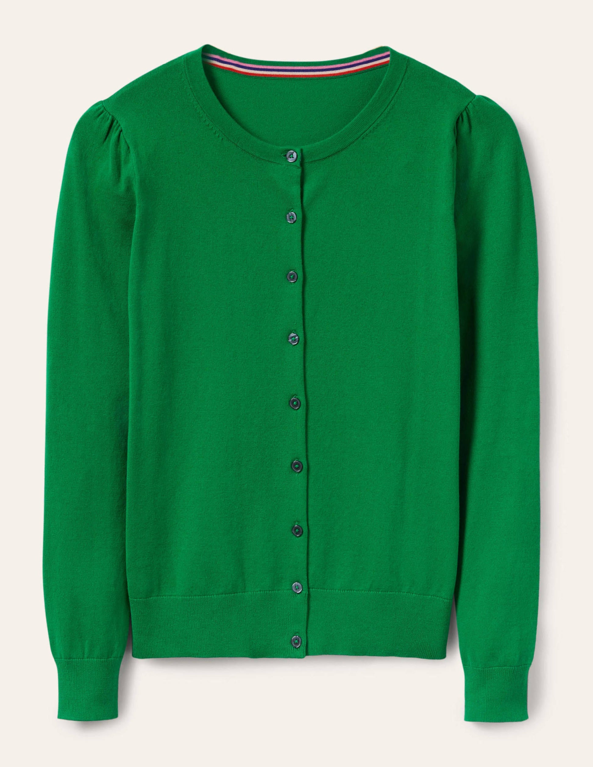 Cotton Crew Neck Cardigan-Highland Green-7