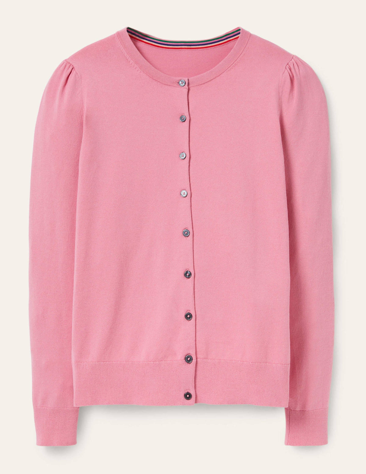 Cotton Crew Neck Cardigan-Posy Pink - Image 6