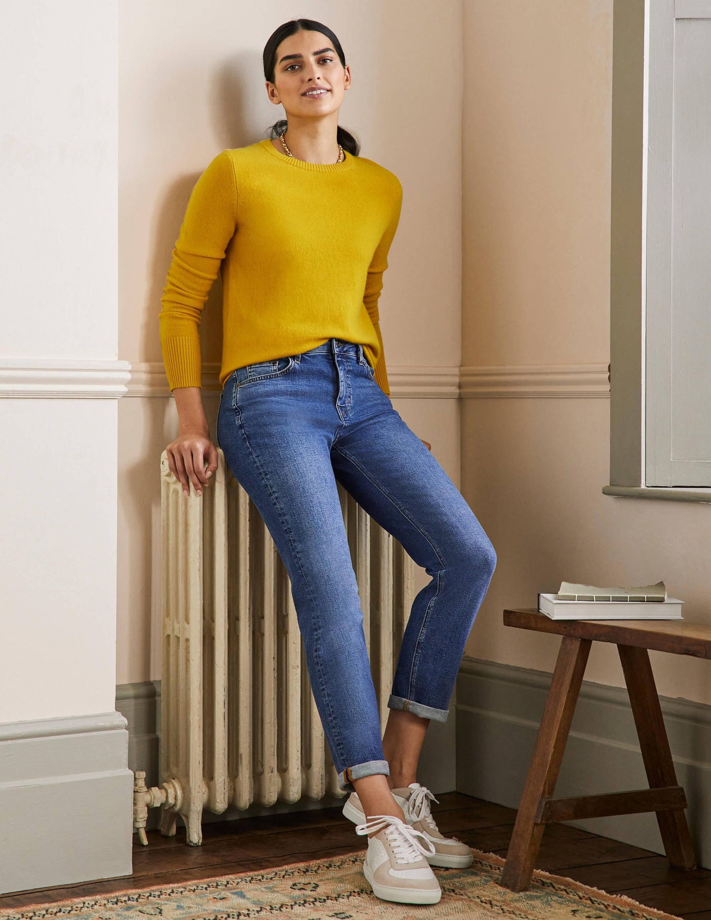 Cashmere Crew Neck Jumper-Citrine Yellow
