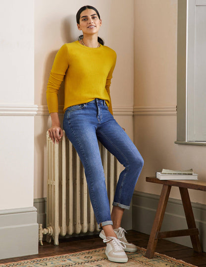 Cashmere Crew Neck Jumper-Citrine Yellow-4