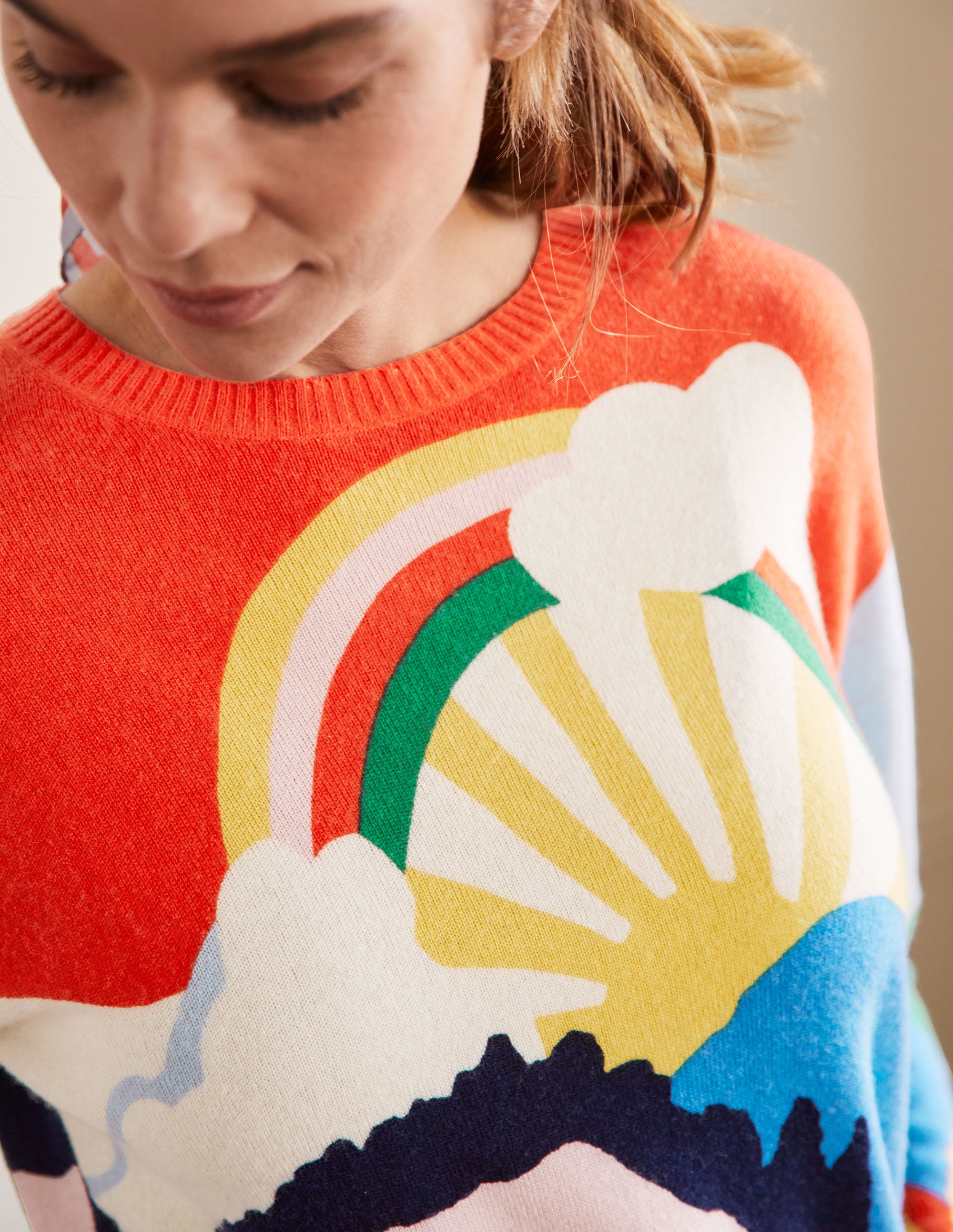 Margot Cashmere Jumper-Chalky Pink, Scenic Meadow - Image 2