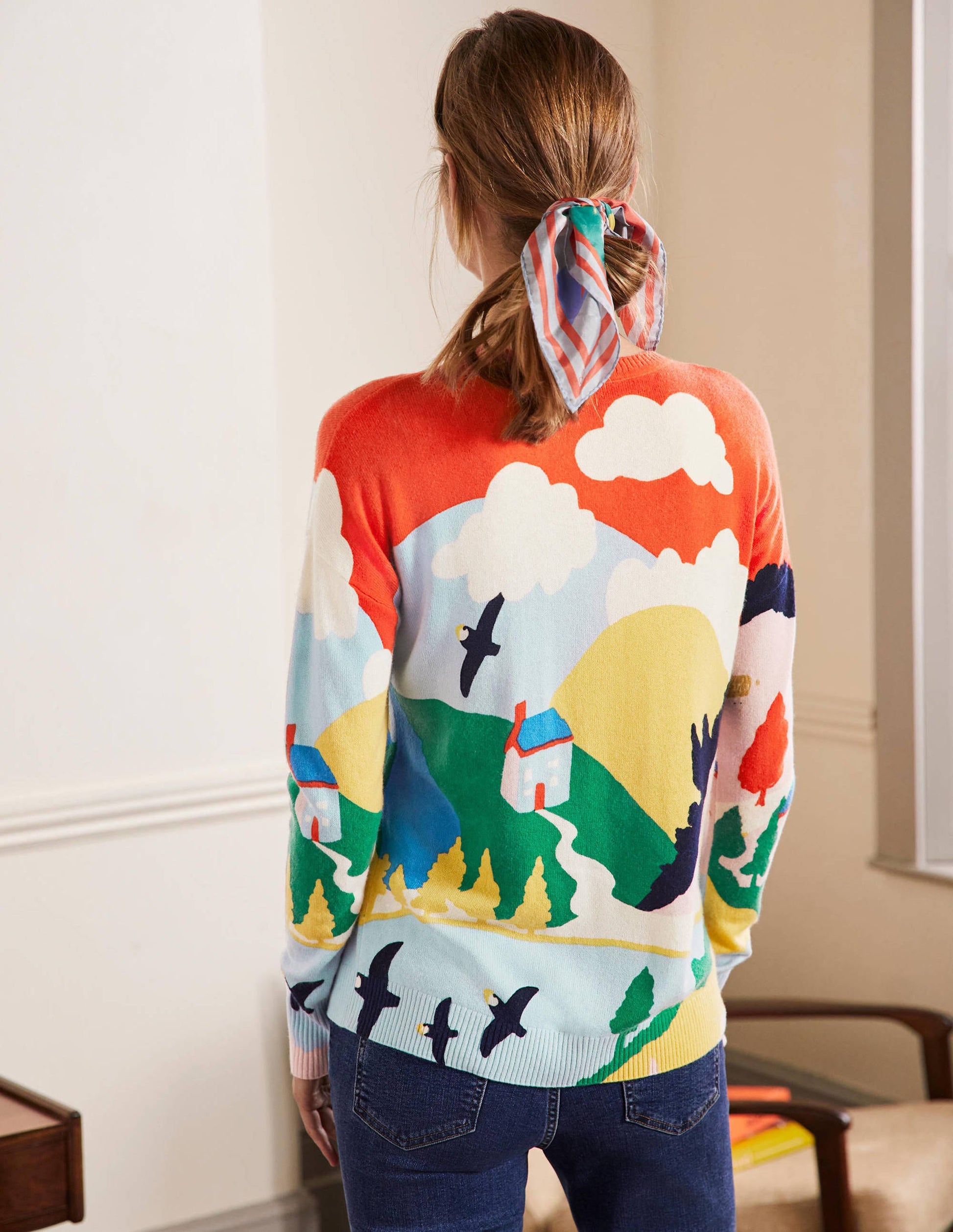 Margot Cashmere Jumper-Chalky Pink, Scenic Meadow-3