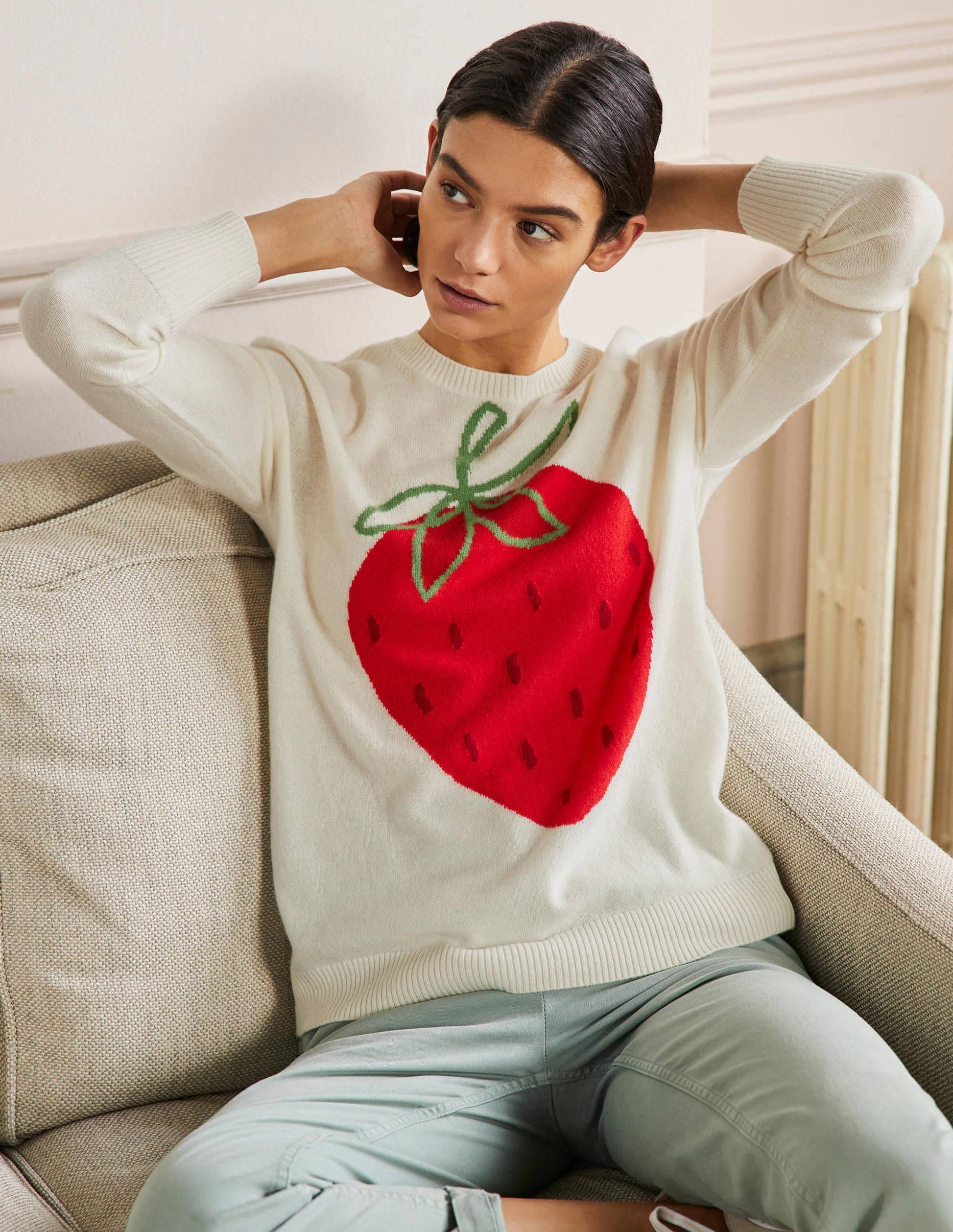Margot Cashmere Jumper-Ivory, Strawberry-4