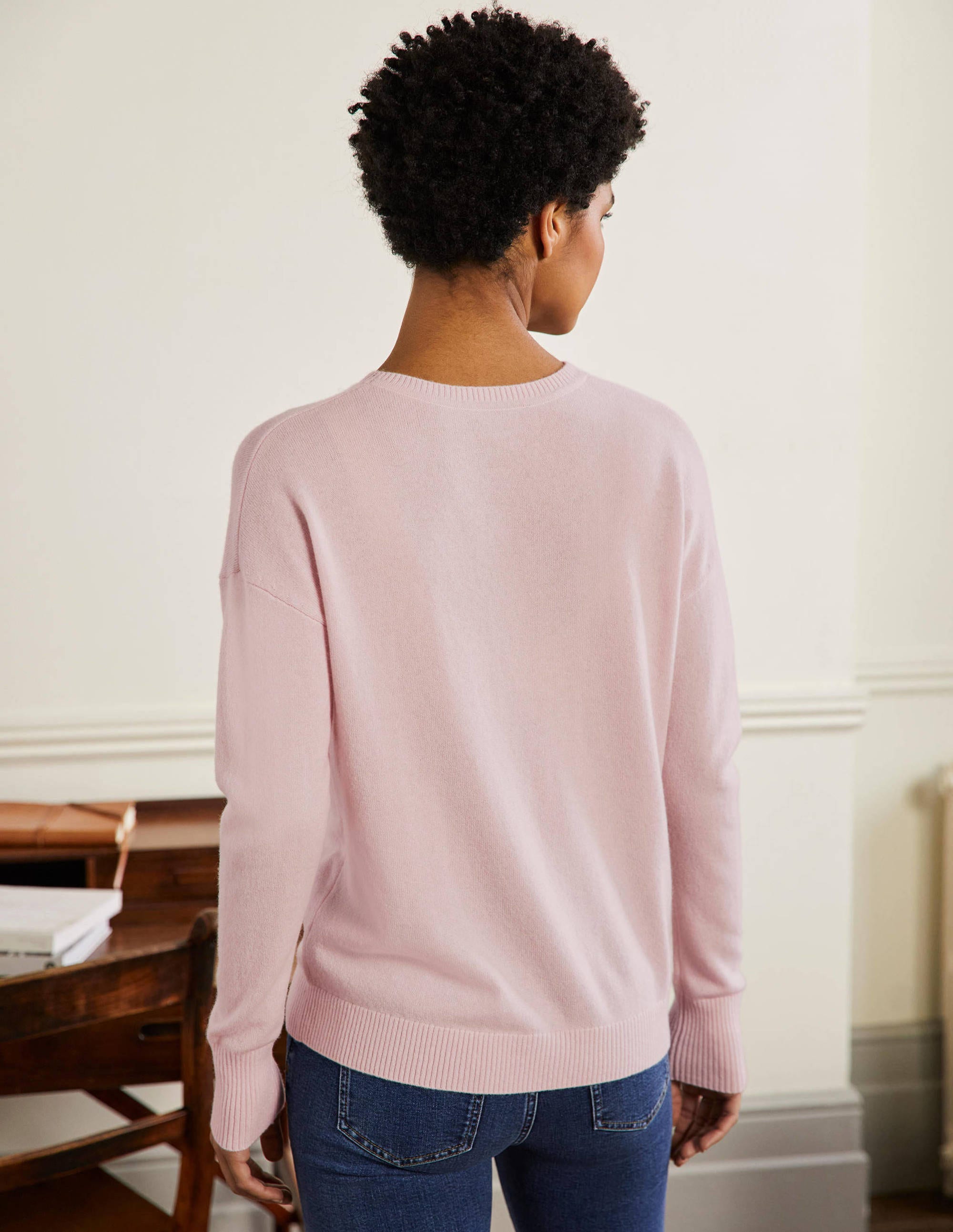 Margot Cashmere Jumper-Milkshake, Cherry - Image 3