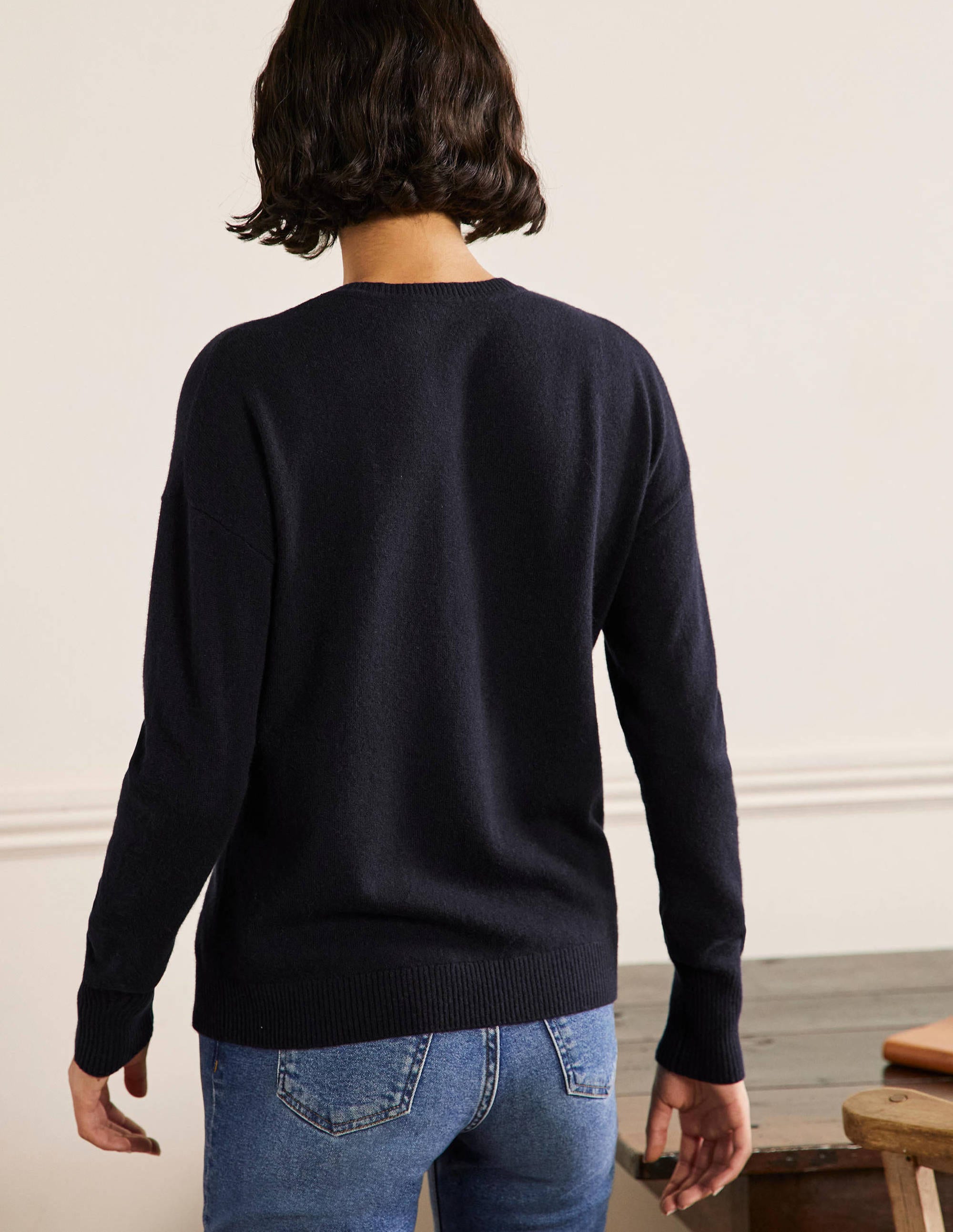 Margot Cashmere Jumper-Navy, Pineapple - Image 3