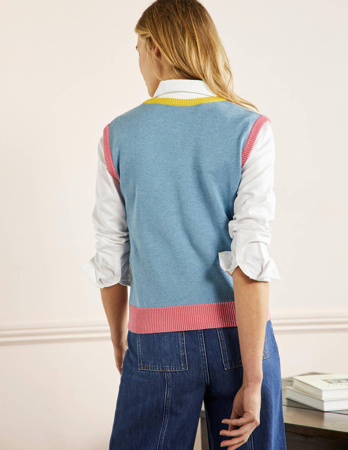 Fiona Tank-Dusty Blue Colourblock - Image 3