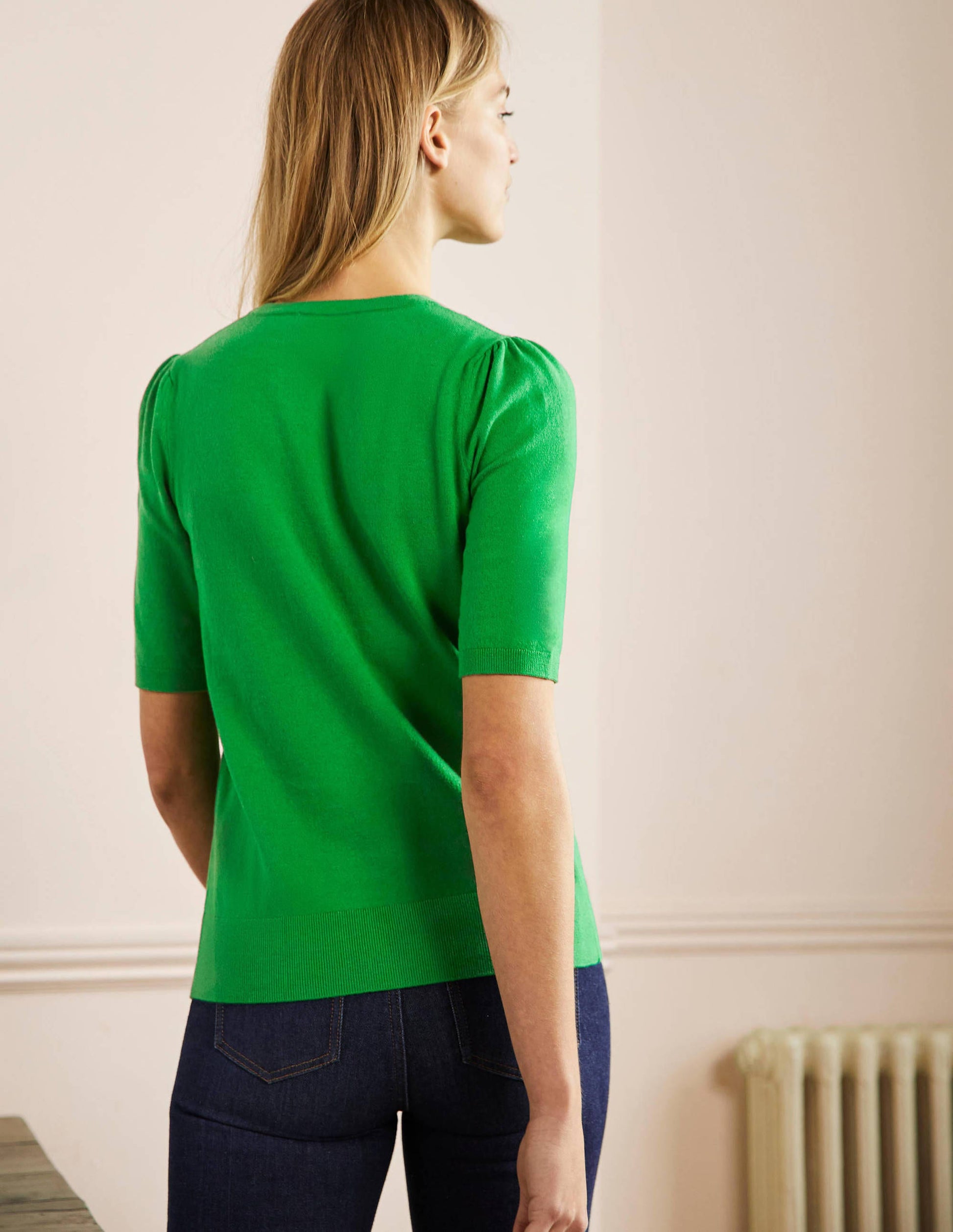 Cotton Crew Knitted Top-Highland Green-3