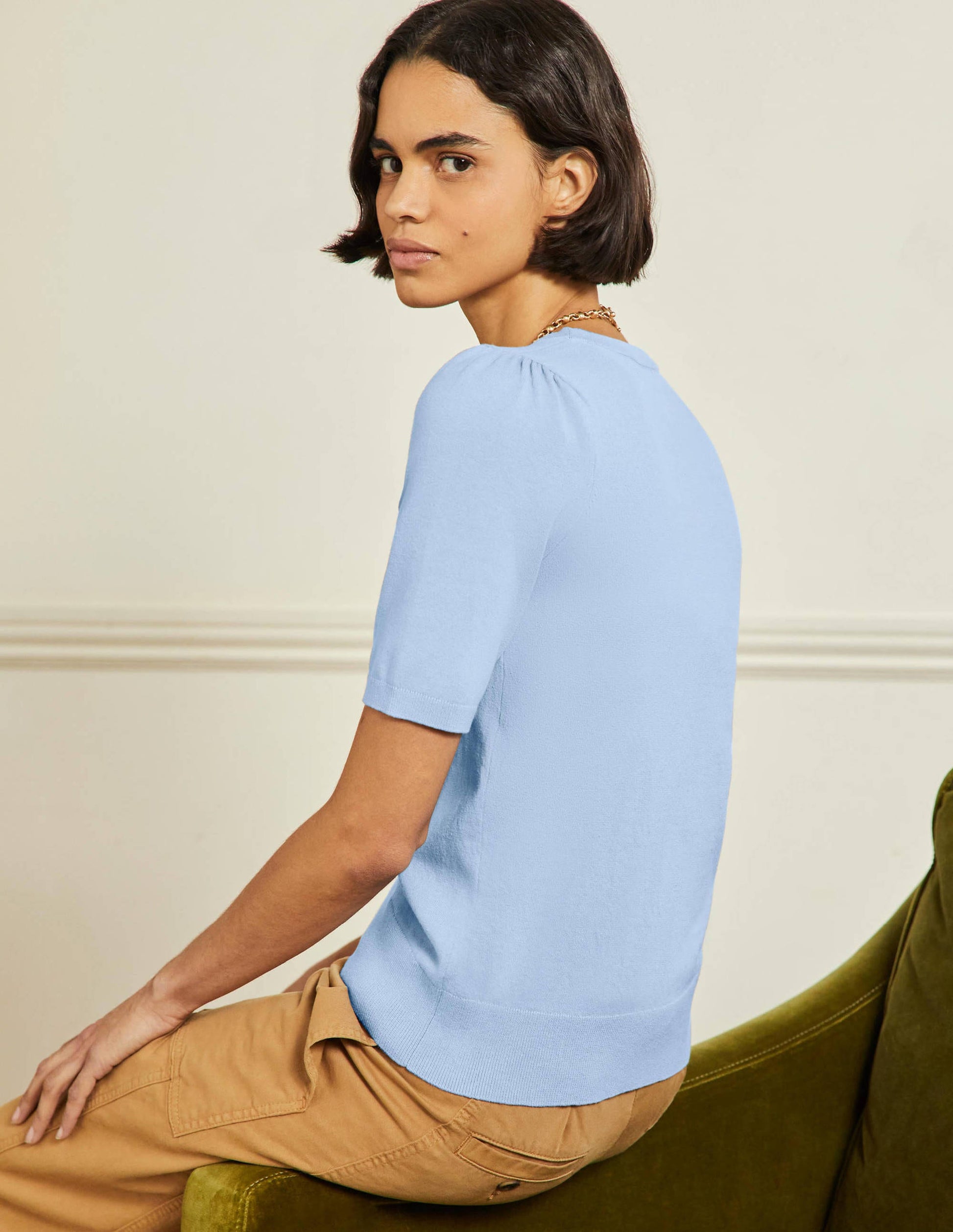 Cotton Crew Knitted Top-Dusty Blue-3