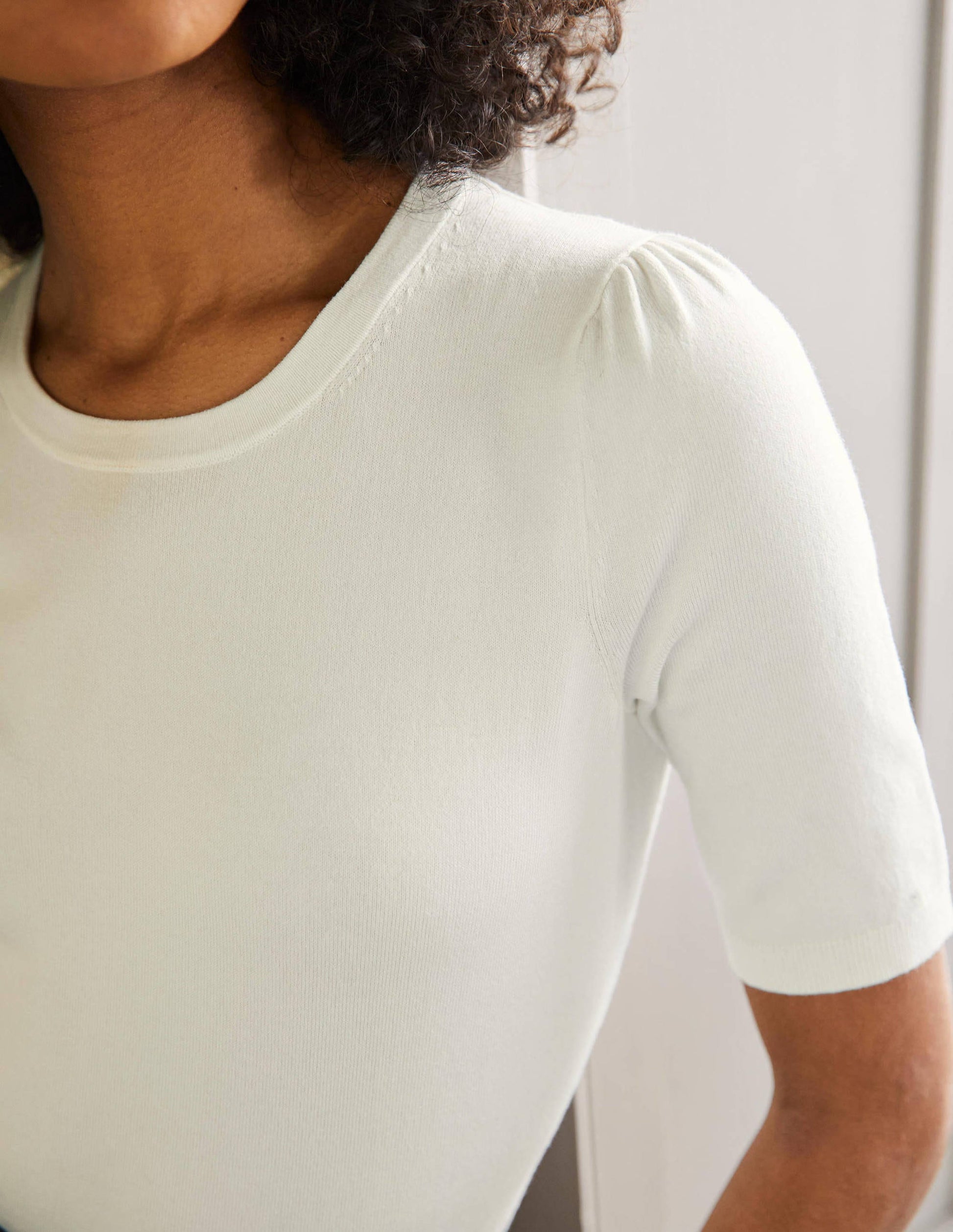 Cotton Crew Knitted Top-Ivory-2