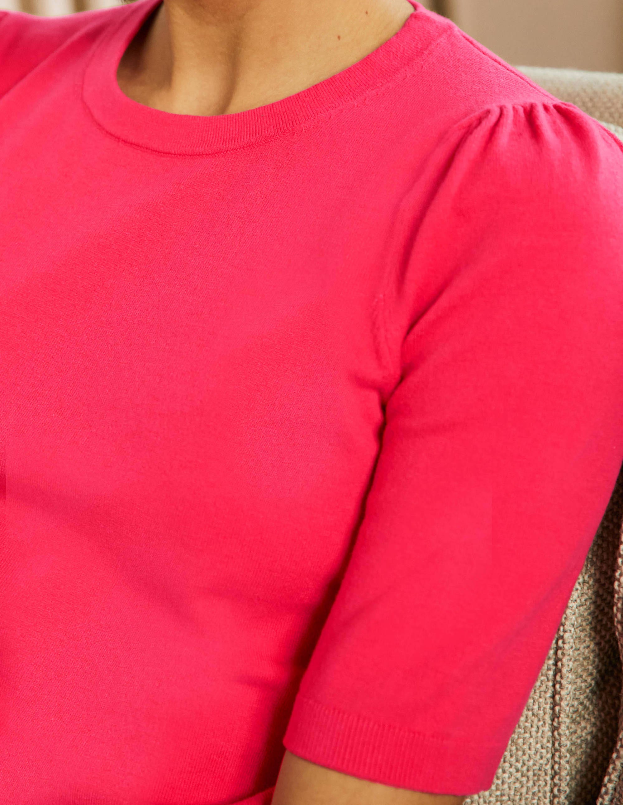 Cotton Crew Knitted Top-Radish - Image 2
