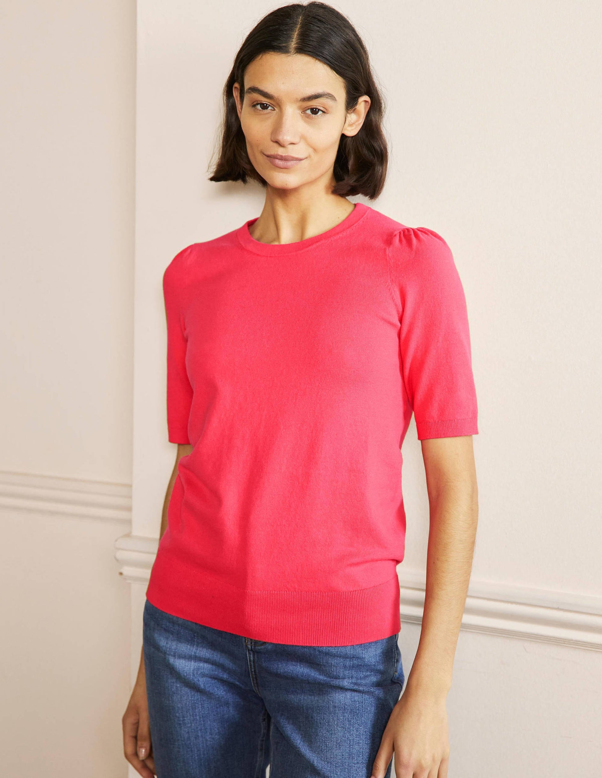 Cotton Crew Knitted Top-Radish-4