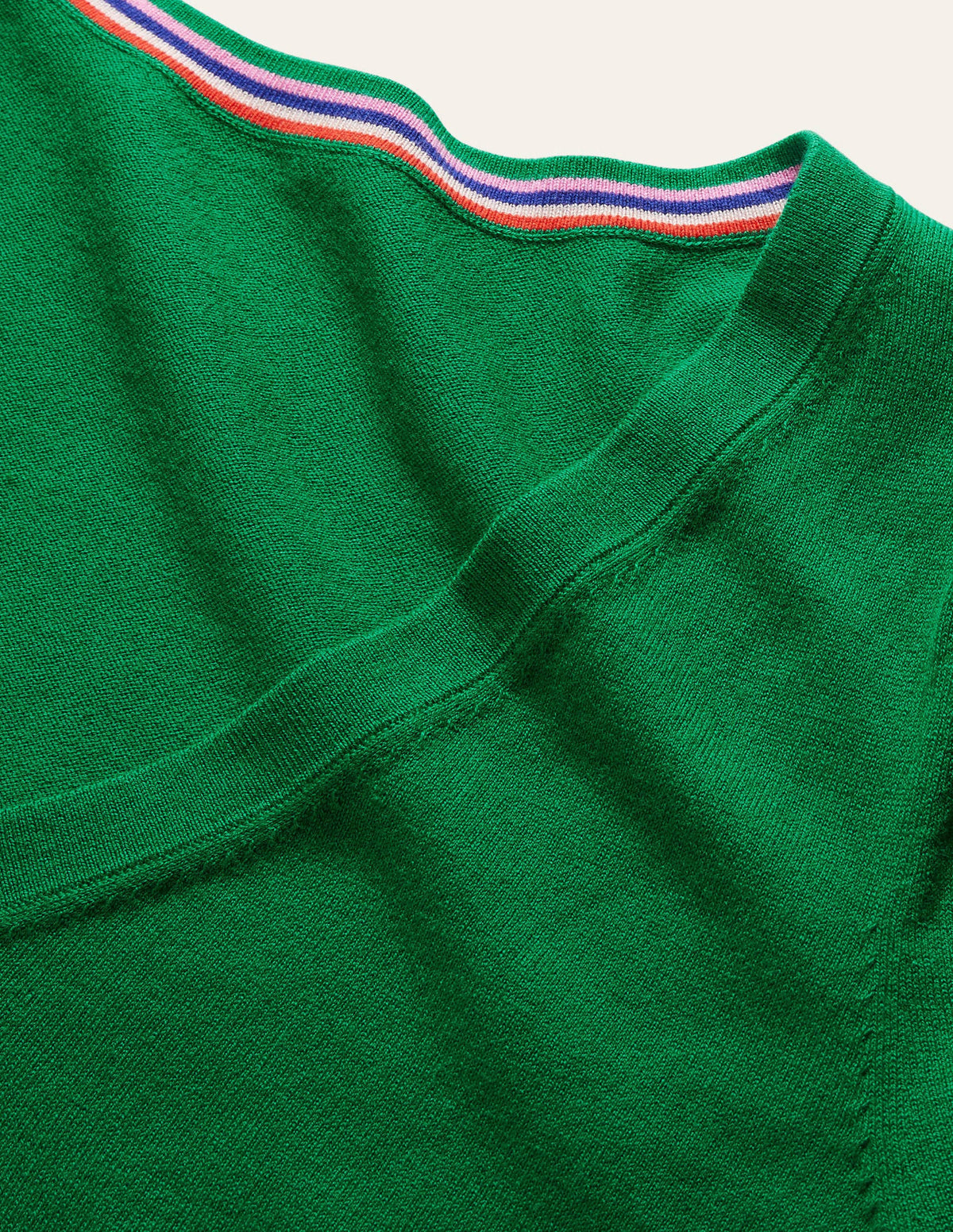 Cotton V-Neck Jumper-Highland Green - Image 6