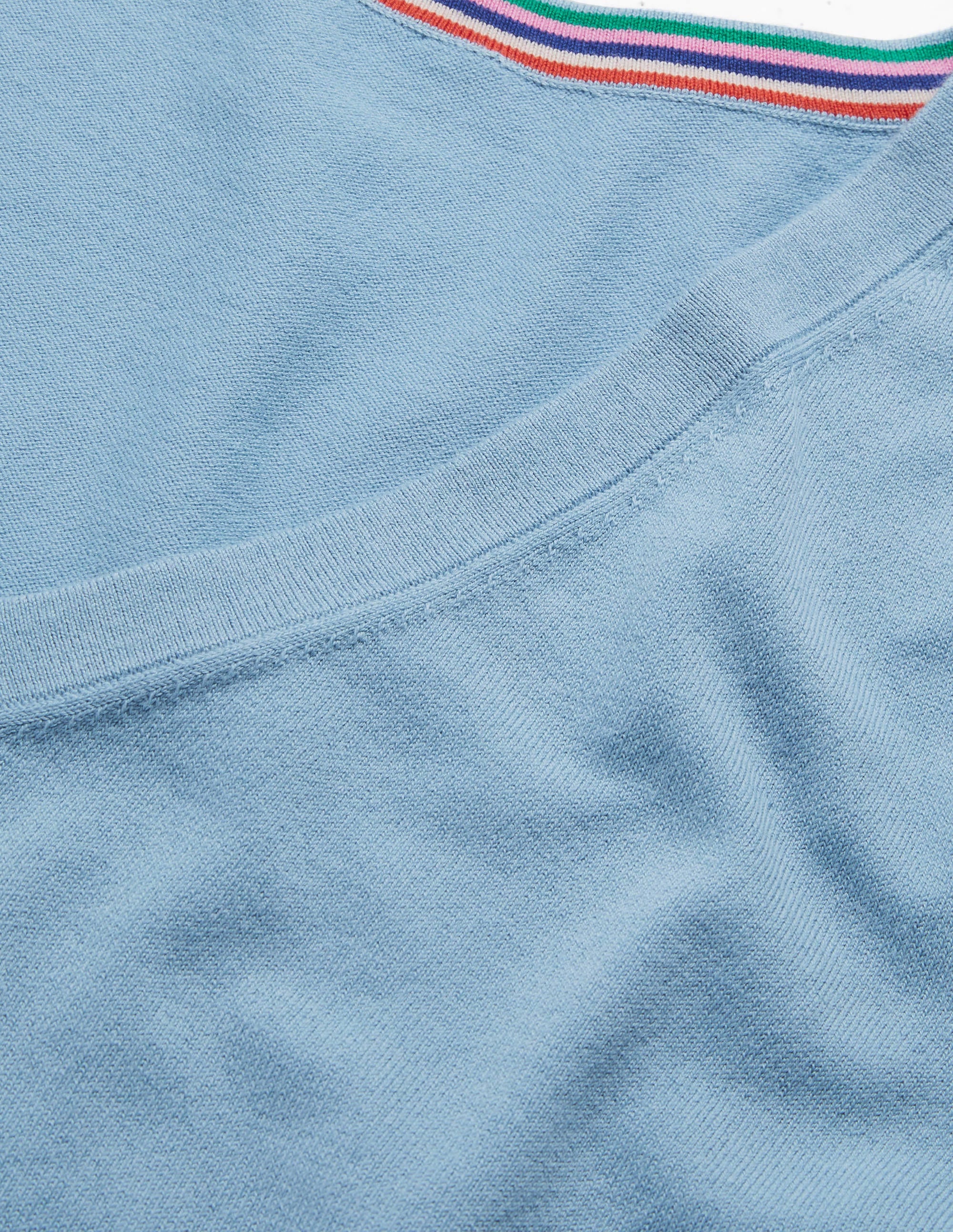 Cotton V-Neck Jumper-Dusty Blue - Image 5