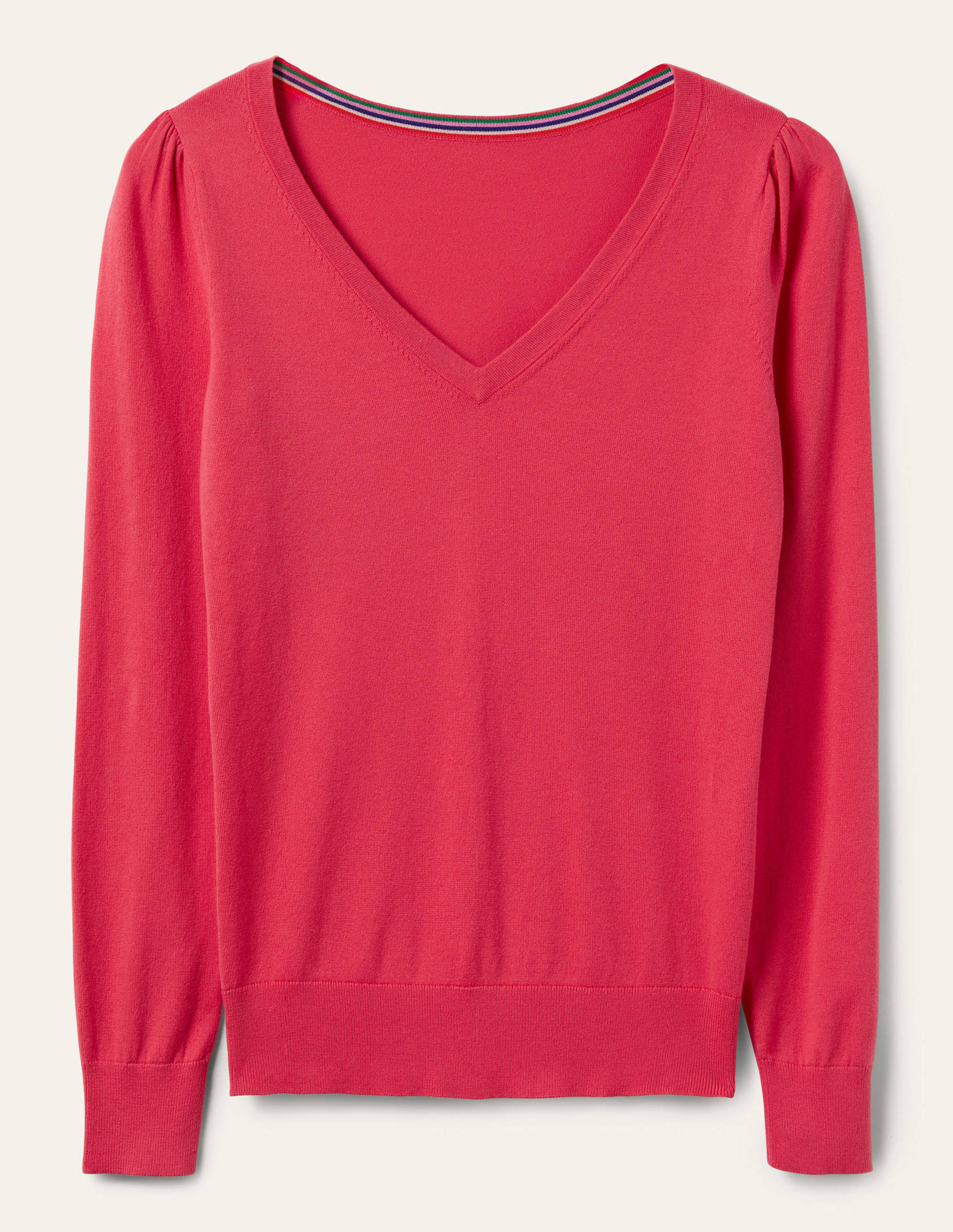 Cotton V-Neck Jumper-Radish - Image 6