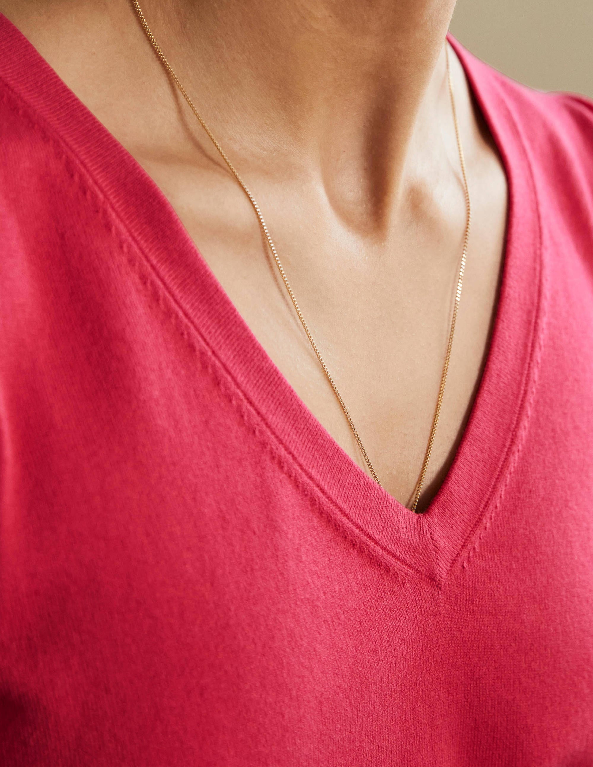 Cotton V-Neck Jumper-Radish - Image 2
