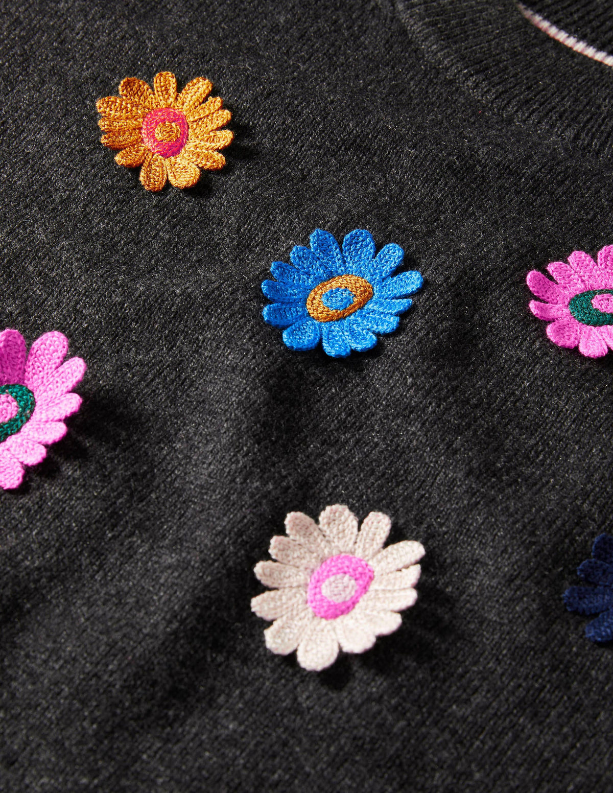 Relaxed Embroidered Jumper-Charcoal Melange, Sunflower - Image 6