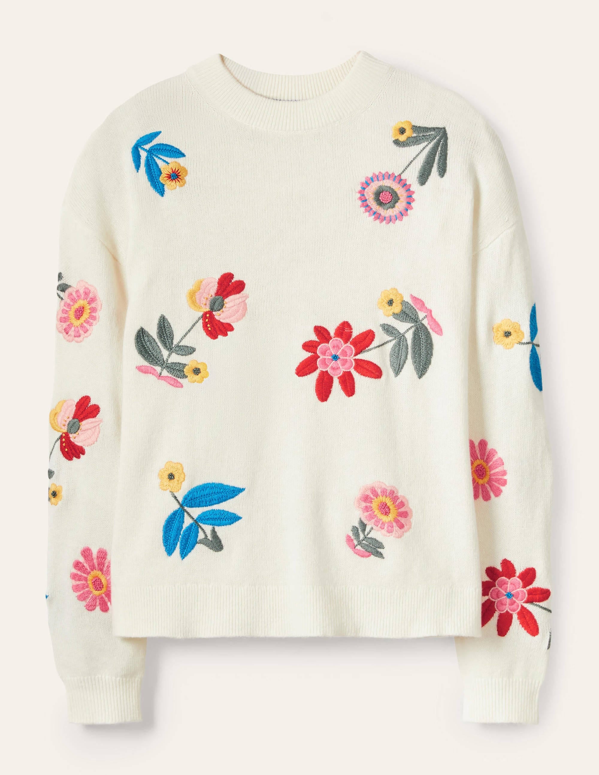 Relaxed Embroidered Jumper-Ivory - Image 5
