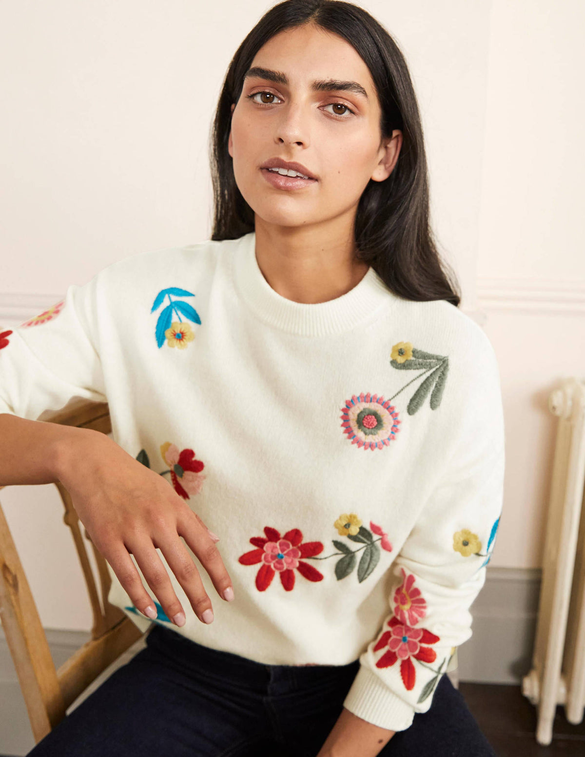 Relaxed Embroidered Jumper-Ivory-1