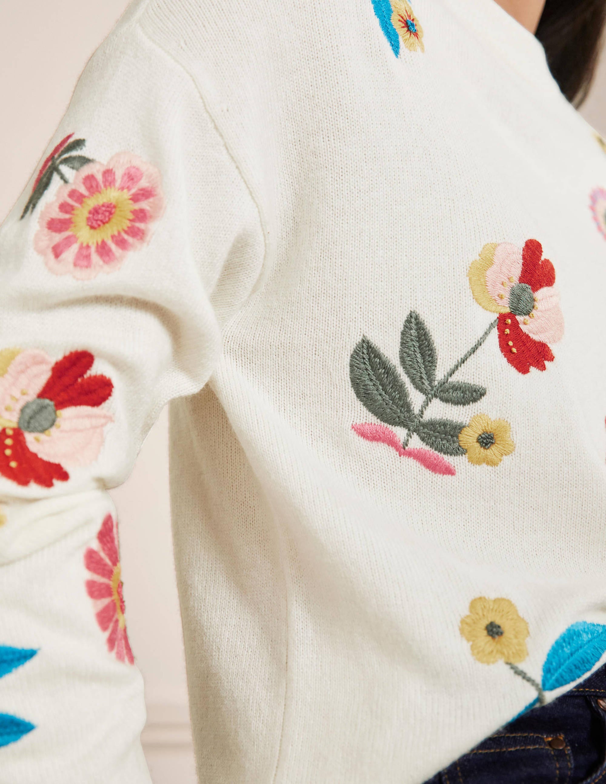 Relaxed Embroidered Jumper-Ivory - Image 2