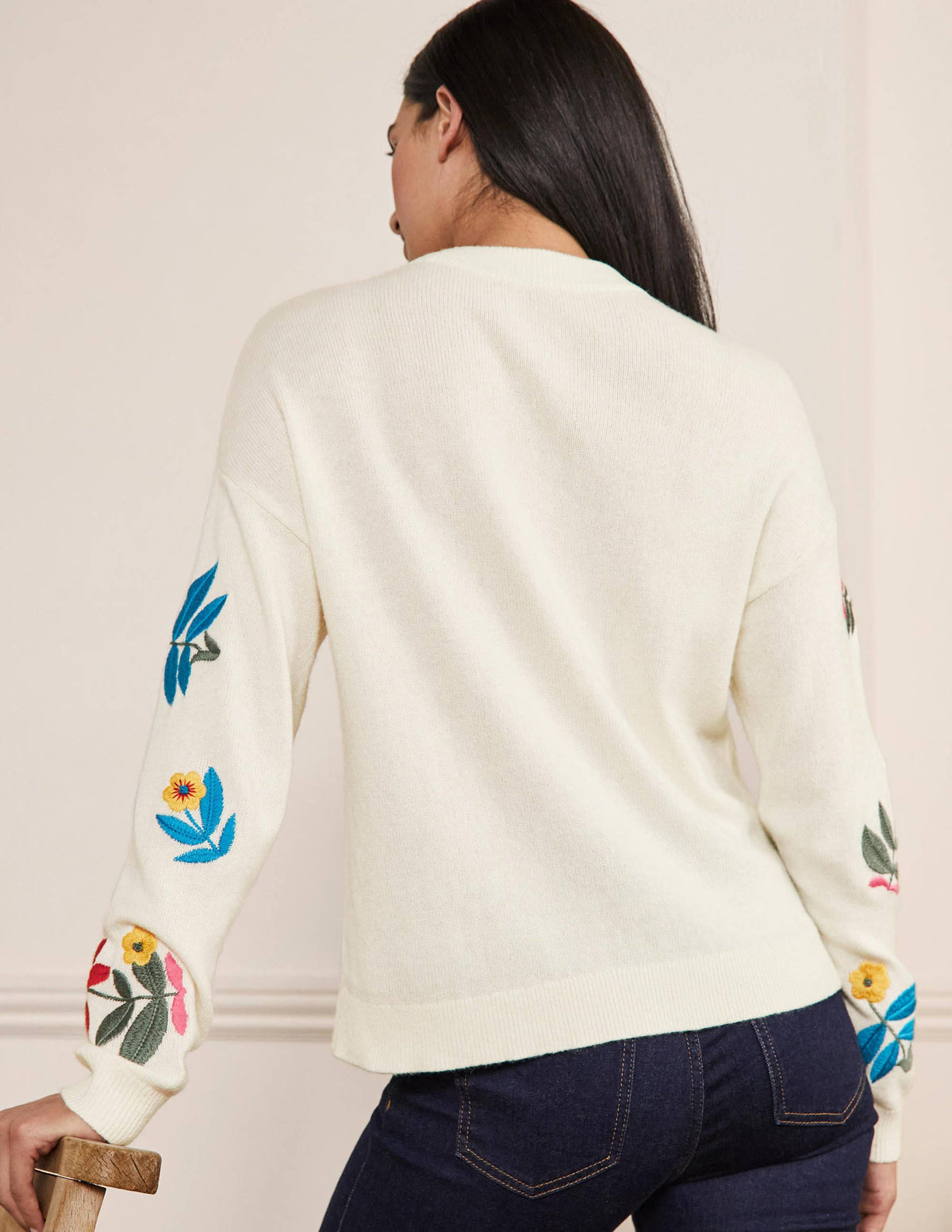 Relaxed Embroidered Jumper-Ivory-3
